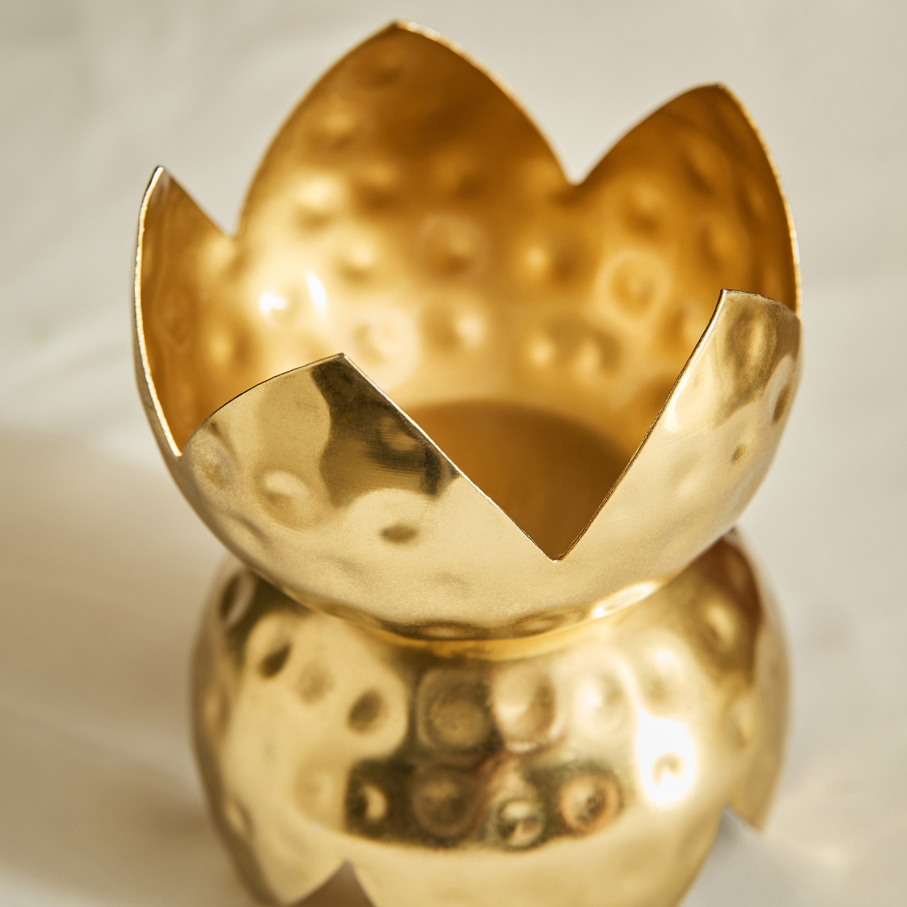 Kumudh Noore Decorative Hammered Candleholder - 10x10x13.5 cm-hbxlivingroom-decorandaccessories-candleholders-image-3