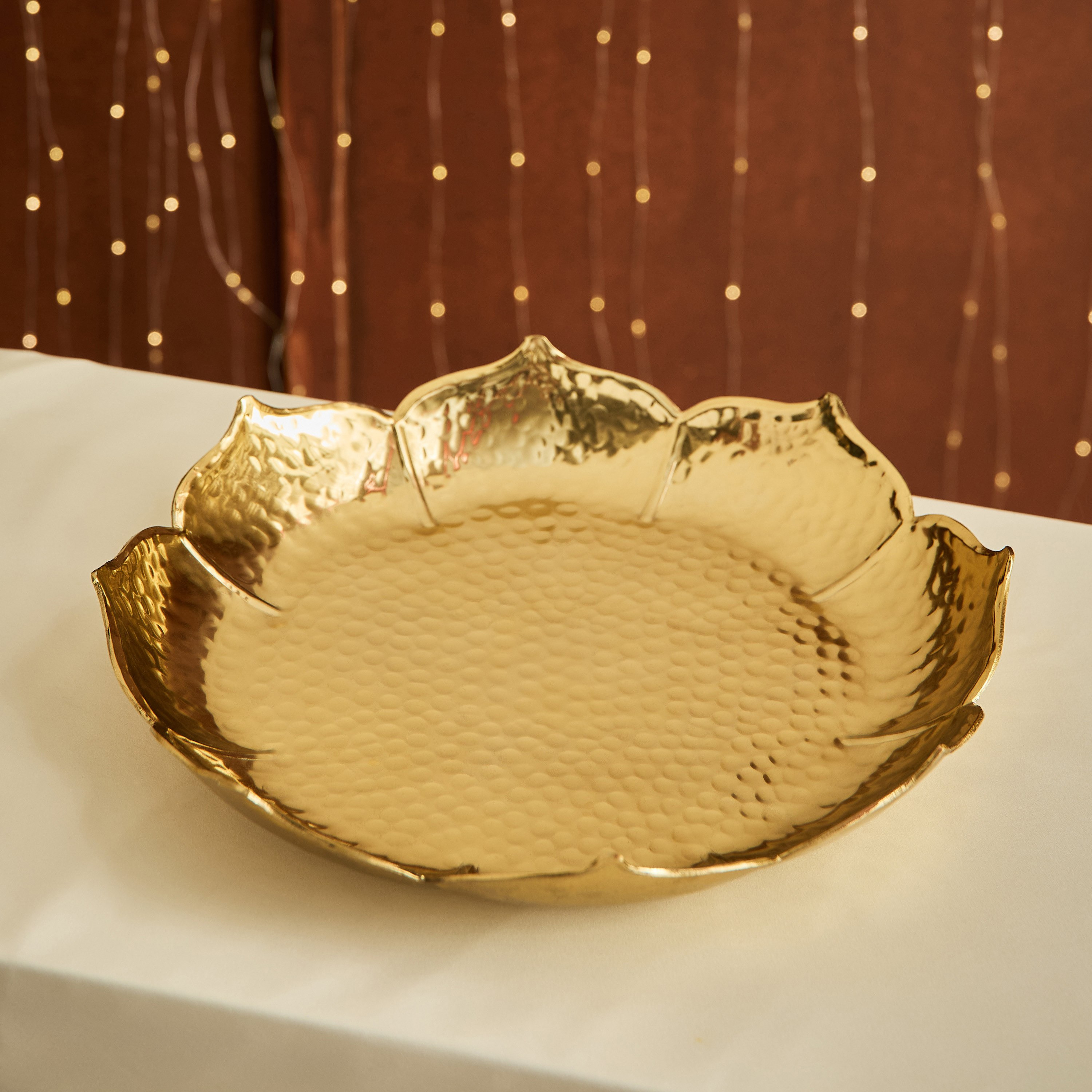 Kumudh Noore Decorative Hammered Candle Tray - 32x32x6 cm-PROMO_HB_AE_B1G1_250925-image-2