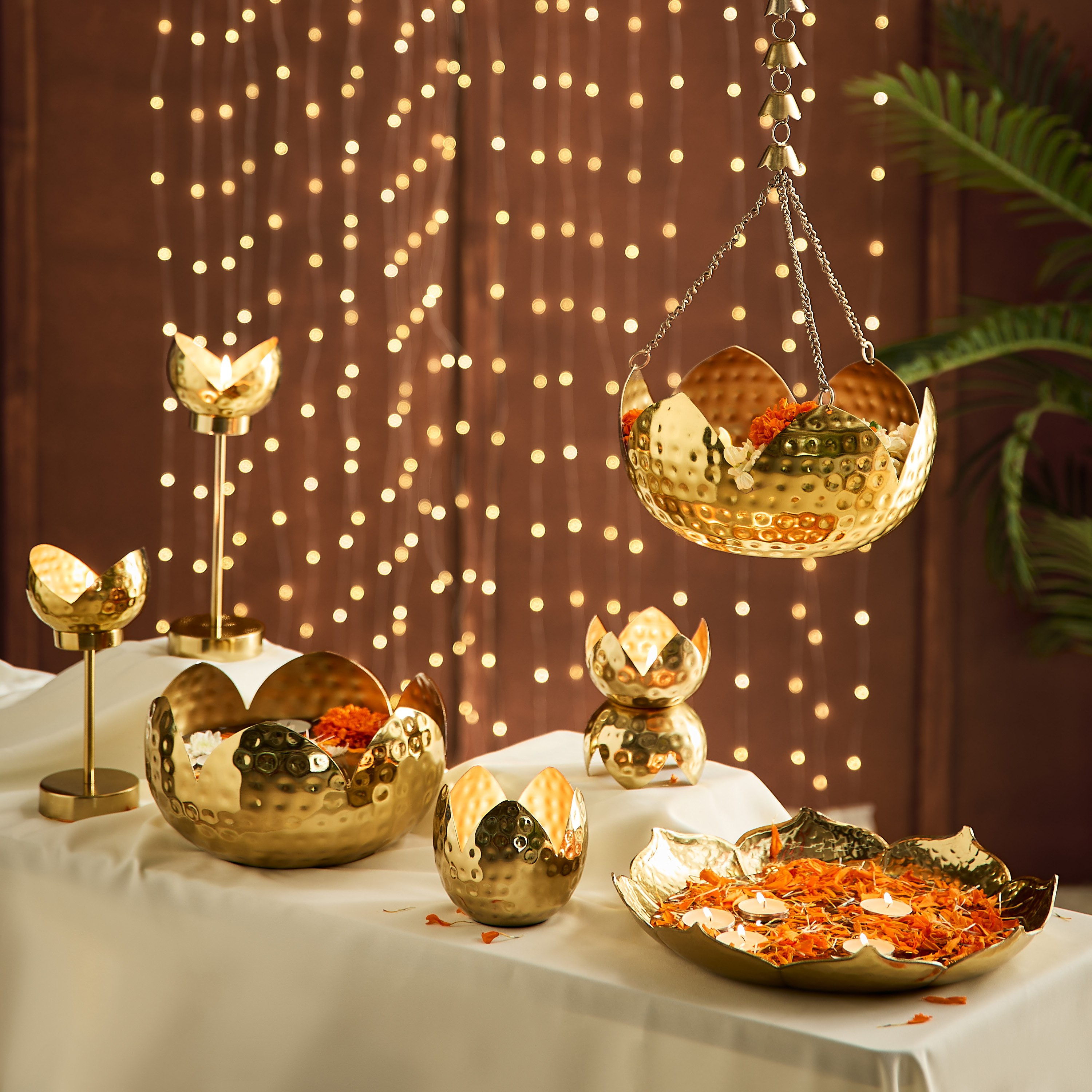 Kumudh Noore Hammered Decorative Hanging Urli - 24x24x59 cm-PROMO_HB_AE_B1G1_250925-image-5