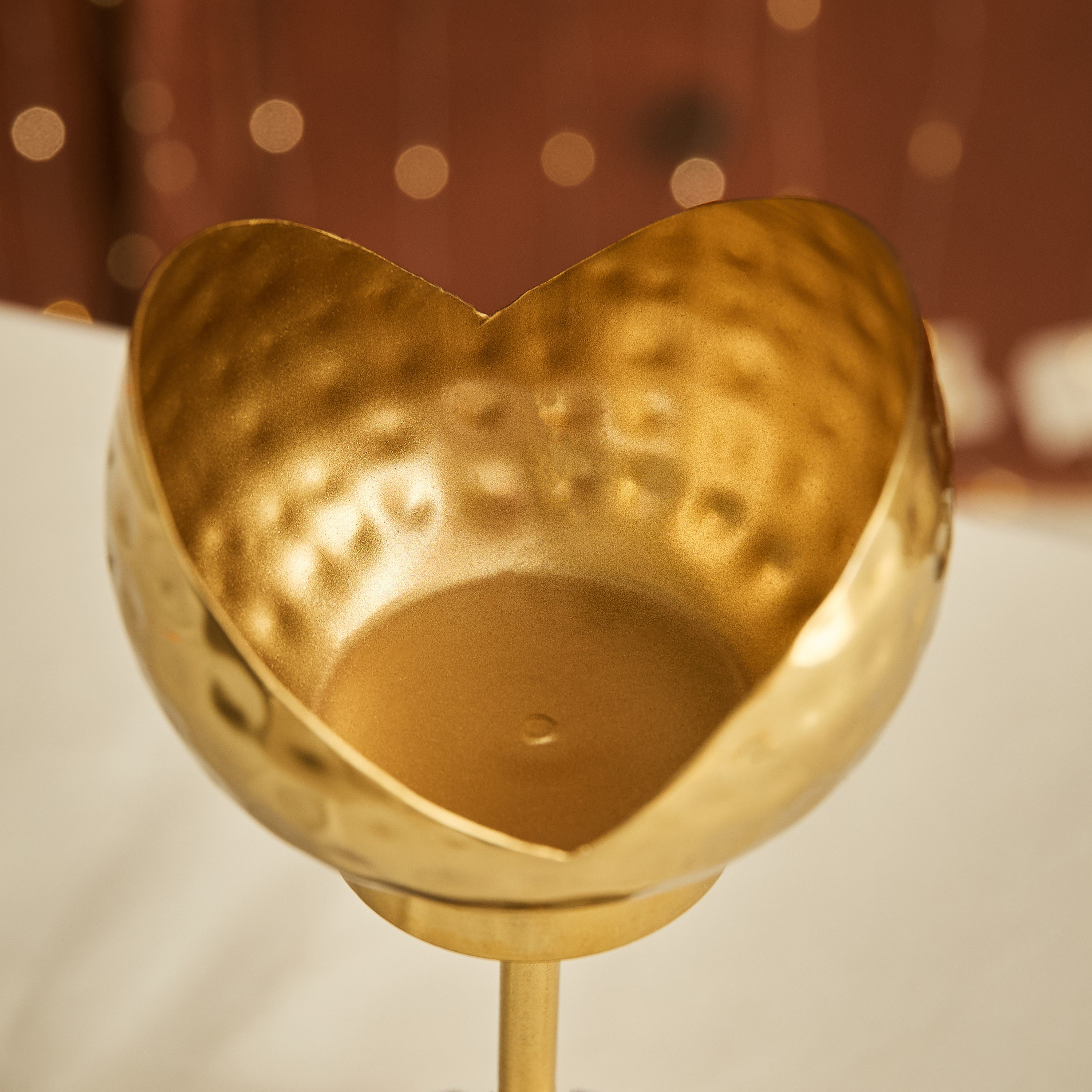 Kumudh Noore Hammered Decorative Candleholder - 10x9.5x21 cm-hbxlivingroom-decorandaccessories-candleholders-image-3