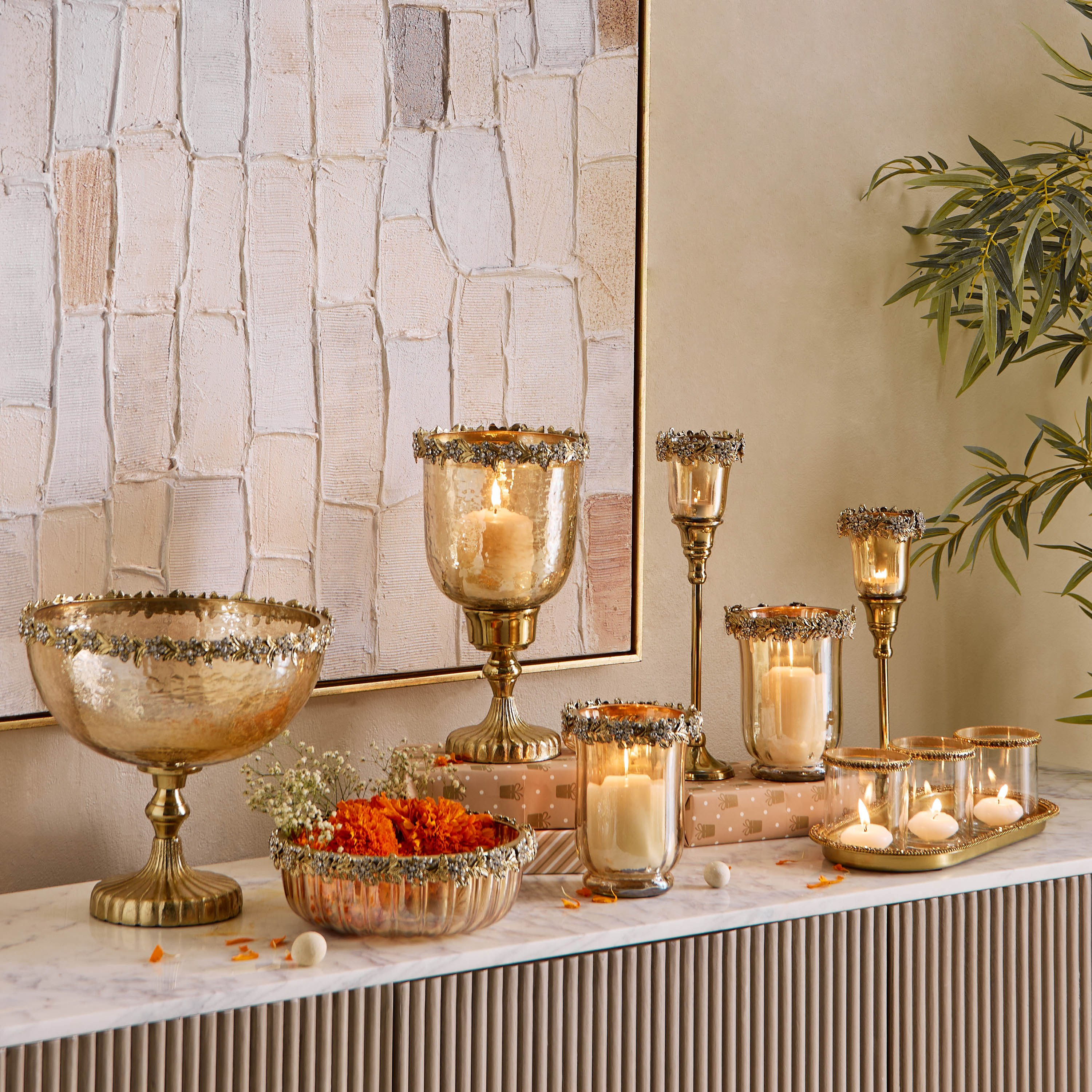 Iras Elara 2-Piece Decorative Votive Candleholder Set - 11.5x11.5x15 cm-hbxlivingroom-decorandaccessories-candleholders-image-5