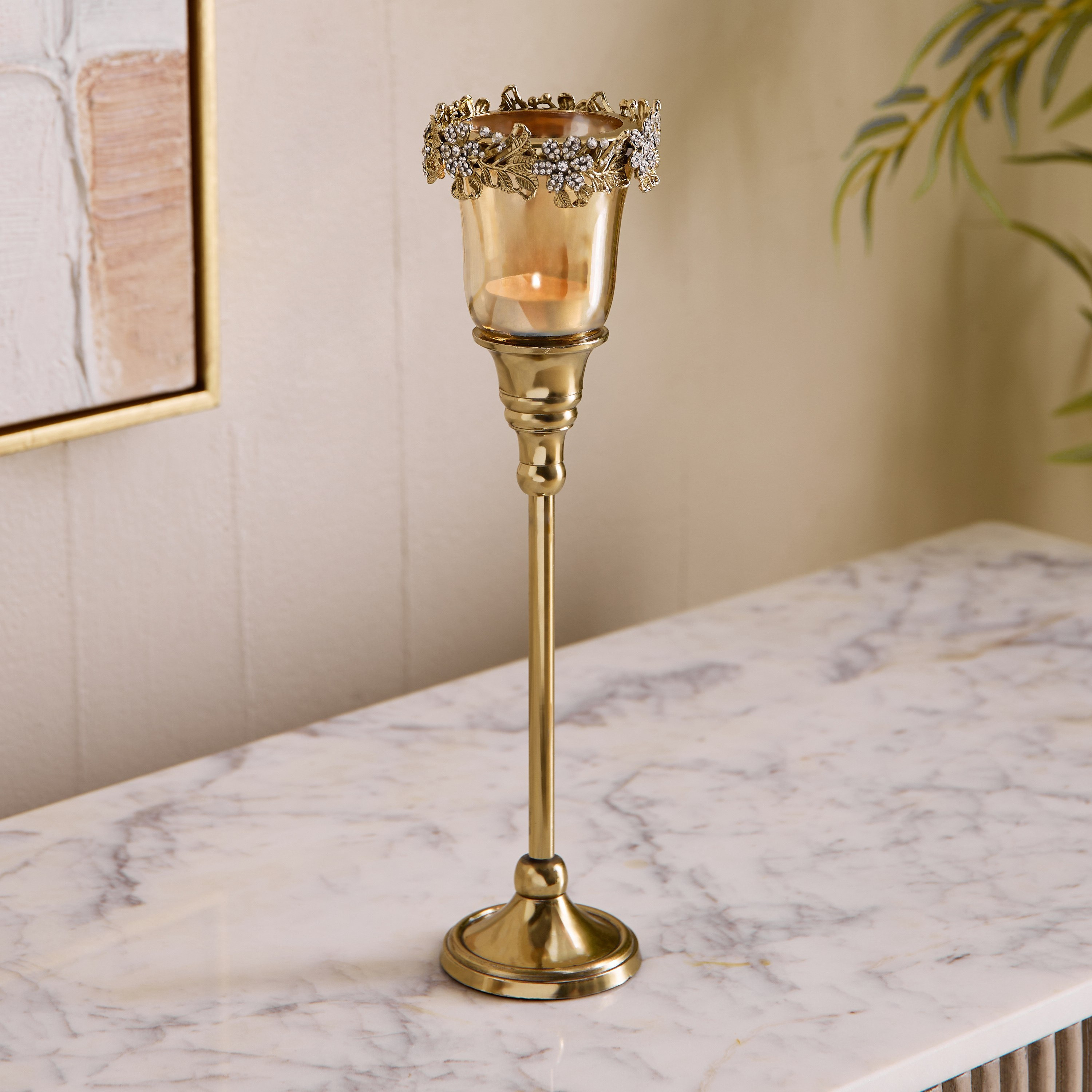 Iras Elara Decorative Votive Holder - 9x9x32 cm-hbxlivingroom-decorandaccessories-candleholders-image-1