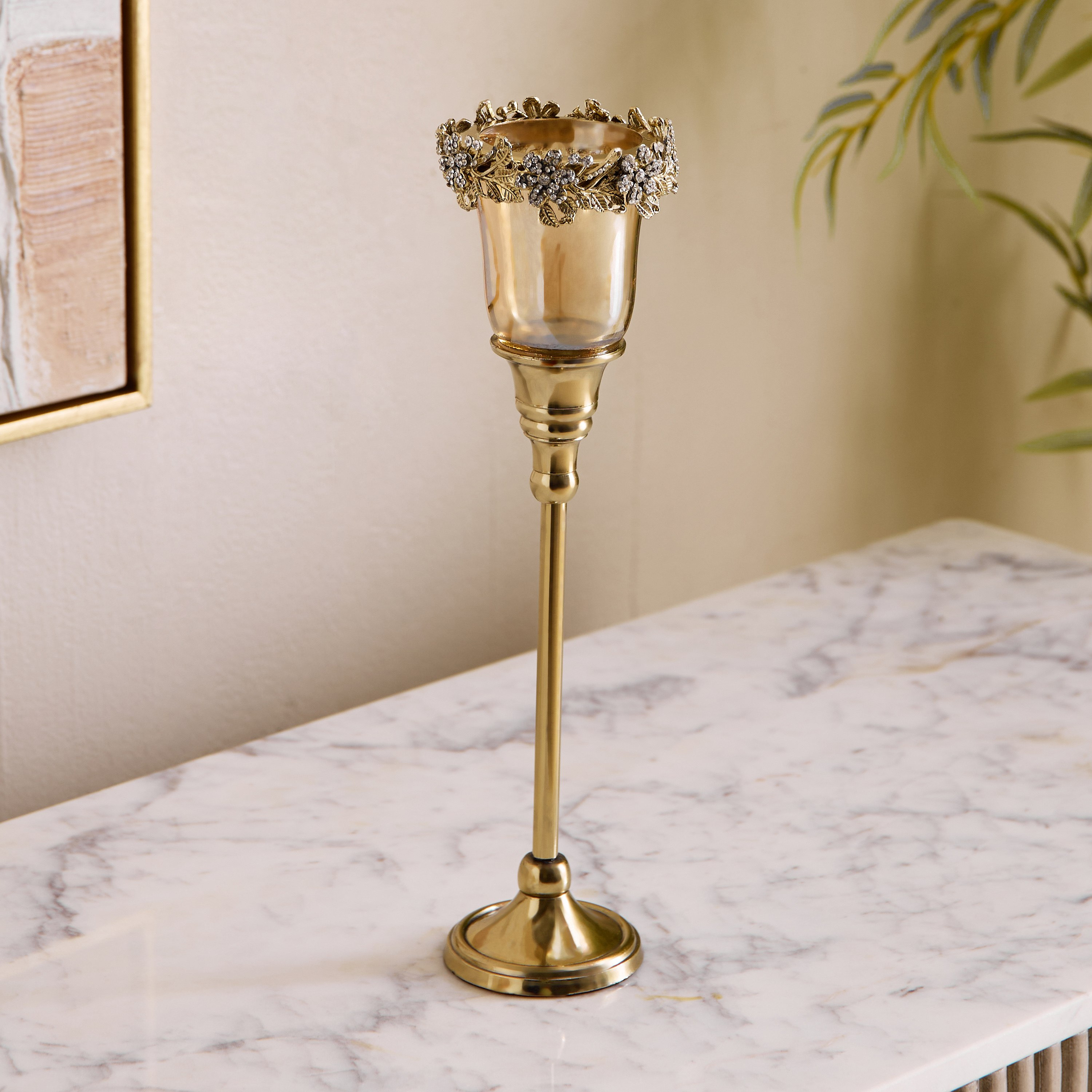 Iras Elara Decorative Votive Holder - 9x9x32 cm-hbxlivingroom-decorandaccessories-candleholders-image-2