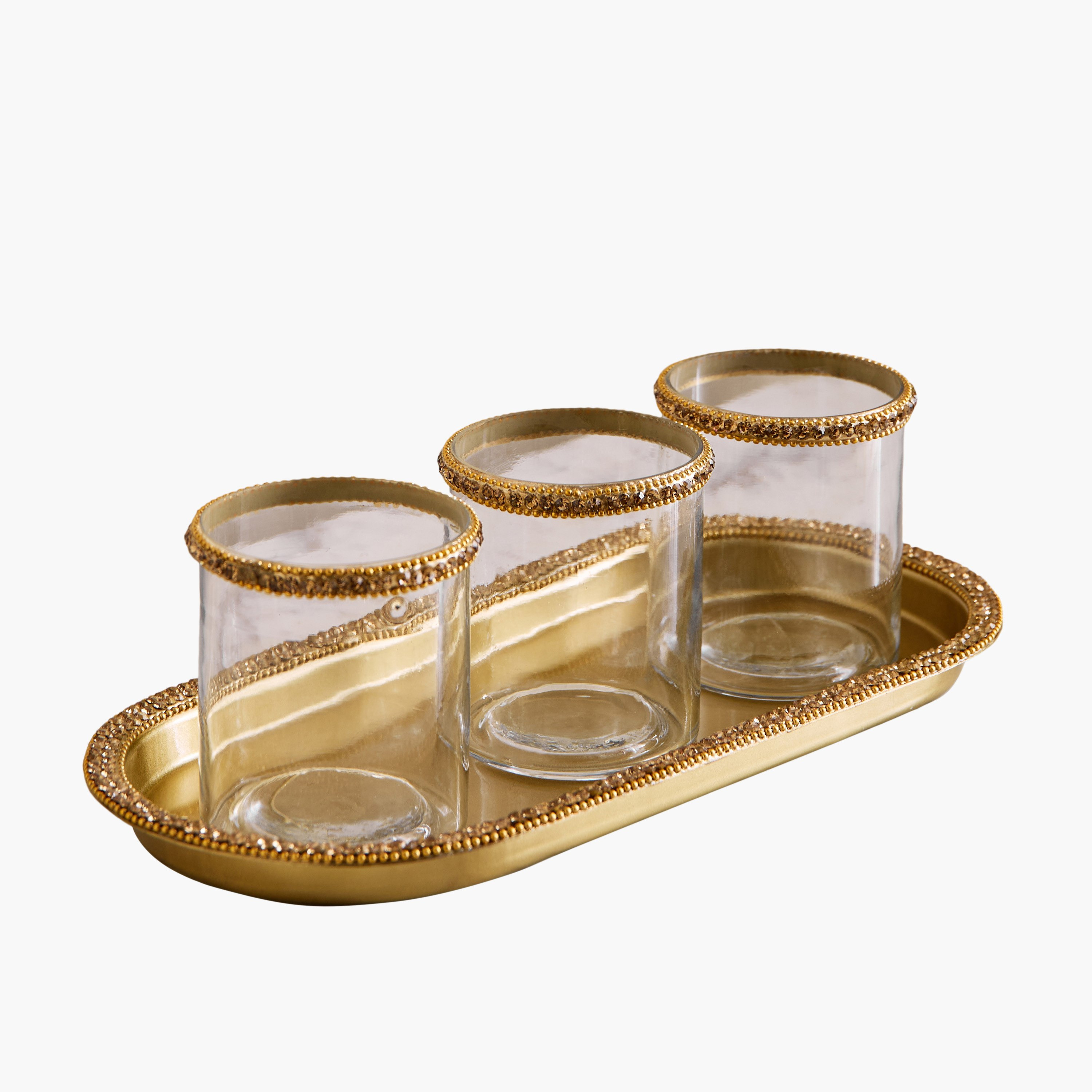 طقم حاملات شموع تيلايت 3 قطع مع صينية للديكور من إيراس إيلارا-hbxlivingroom-decorandaccessories-candleholders-image-5