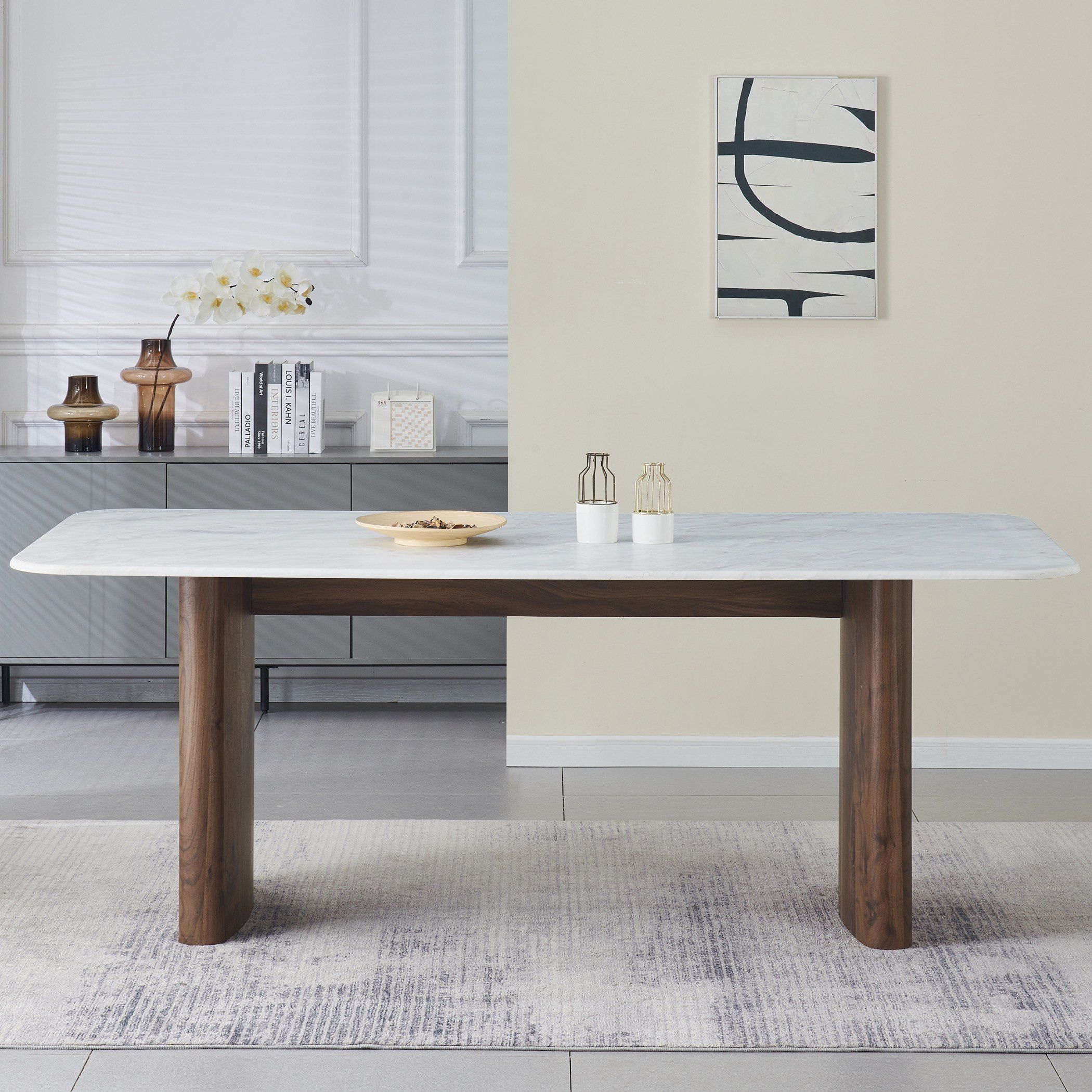 طاولة سفرة بسطح رخام لـ6 مقاعد من فيلاسكو-hbxdiningroom-diningtablesandsets-diningtables-sixseater-image-2