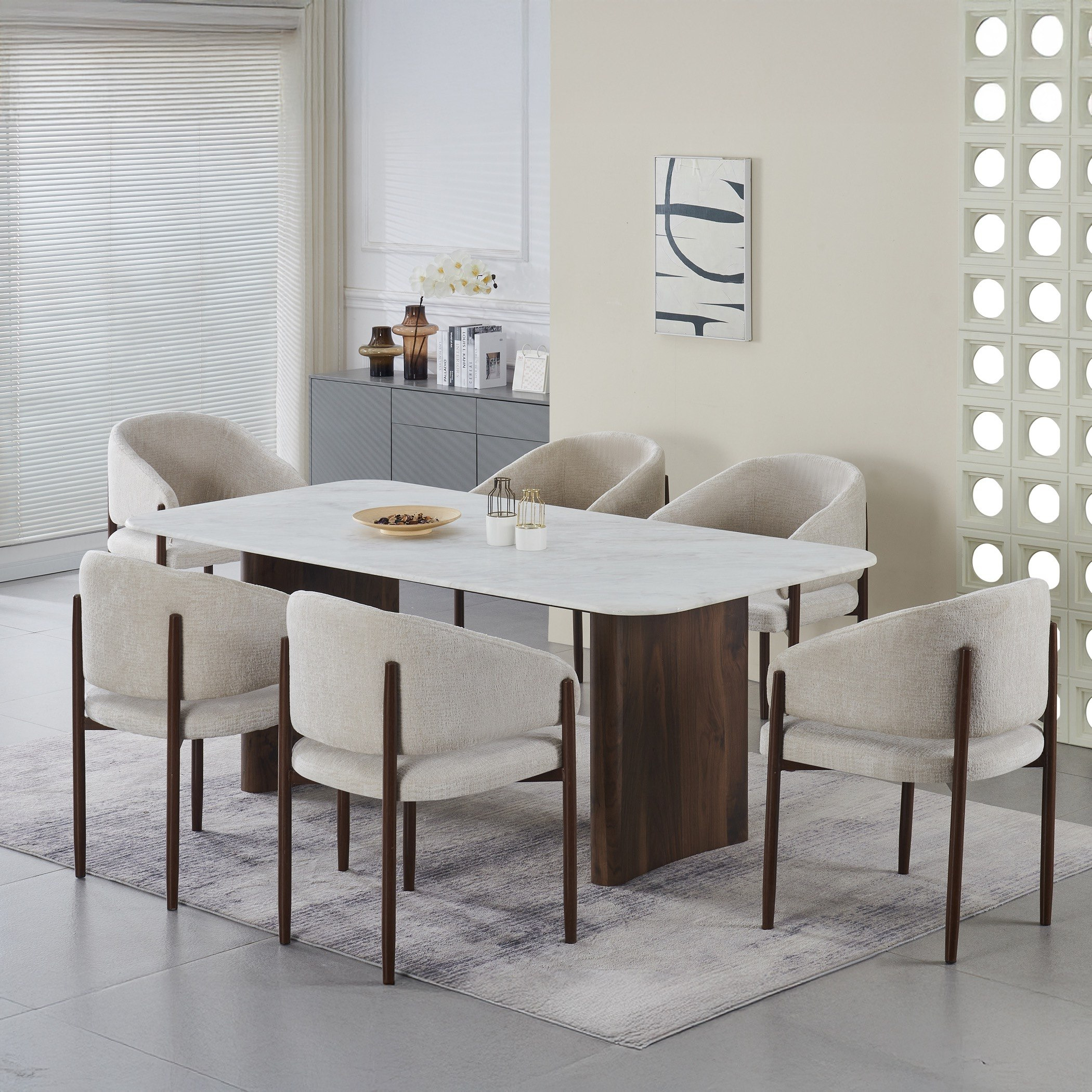 طاولة سفرة بسطح رخام لـ6 مقاعد من فيلاسكو-hbxdiningroom-diningtablesandsets-diningtables-sixseater-image-6