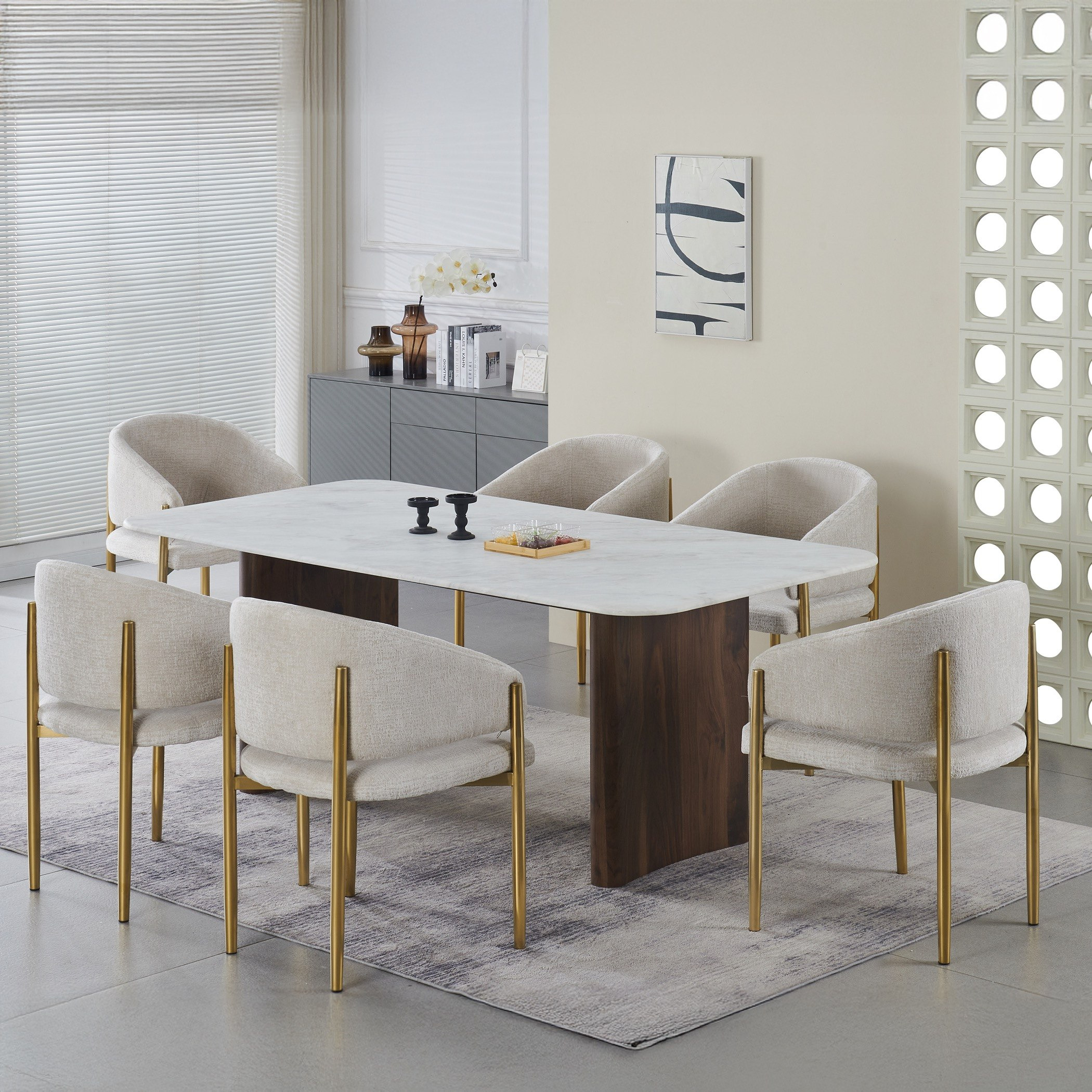 طاولة سفرة بسطح رخام لـ6 مقاعد من فيلاسكو-hbxdiningroom-diningtablesandsets-diningtables-sixseater-image-7