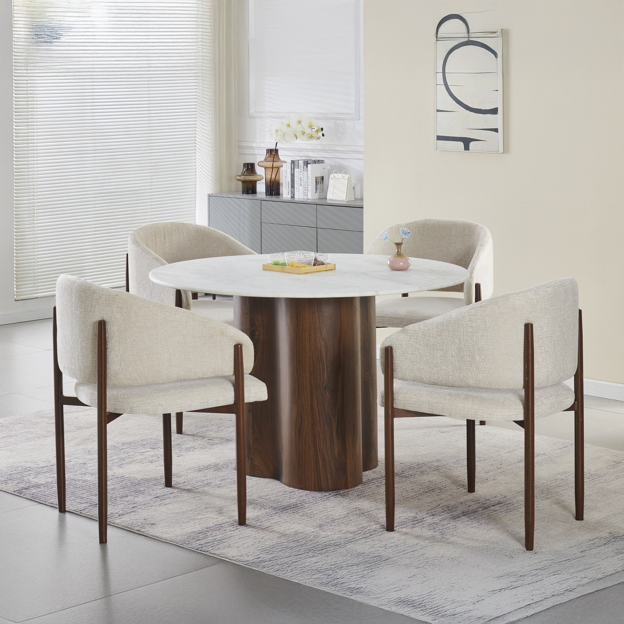 Velasco 4-Seater Marble Top Round Dining Table-hbxfurniture-diningtablesandsets-diningtables-fourseater-image-5