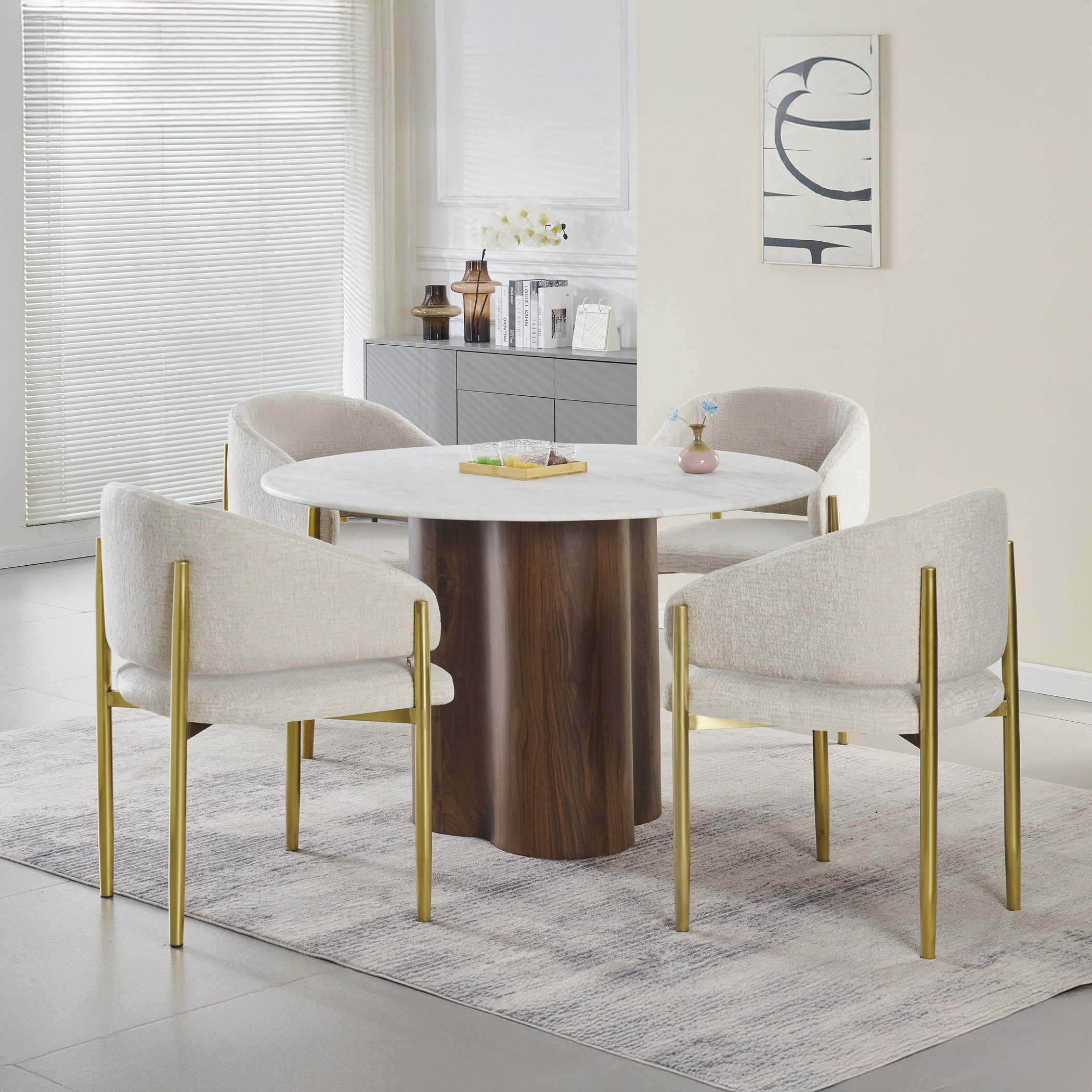 Velasco 4-Seater Marble Top Round Dining Table-hbxfurniture-diningtablesandsets-diningtables-fourseater-image-6