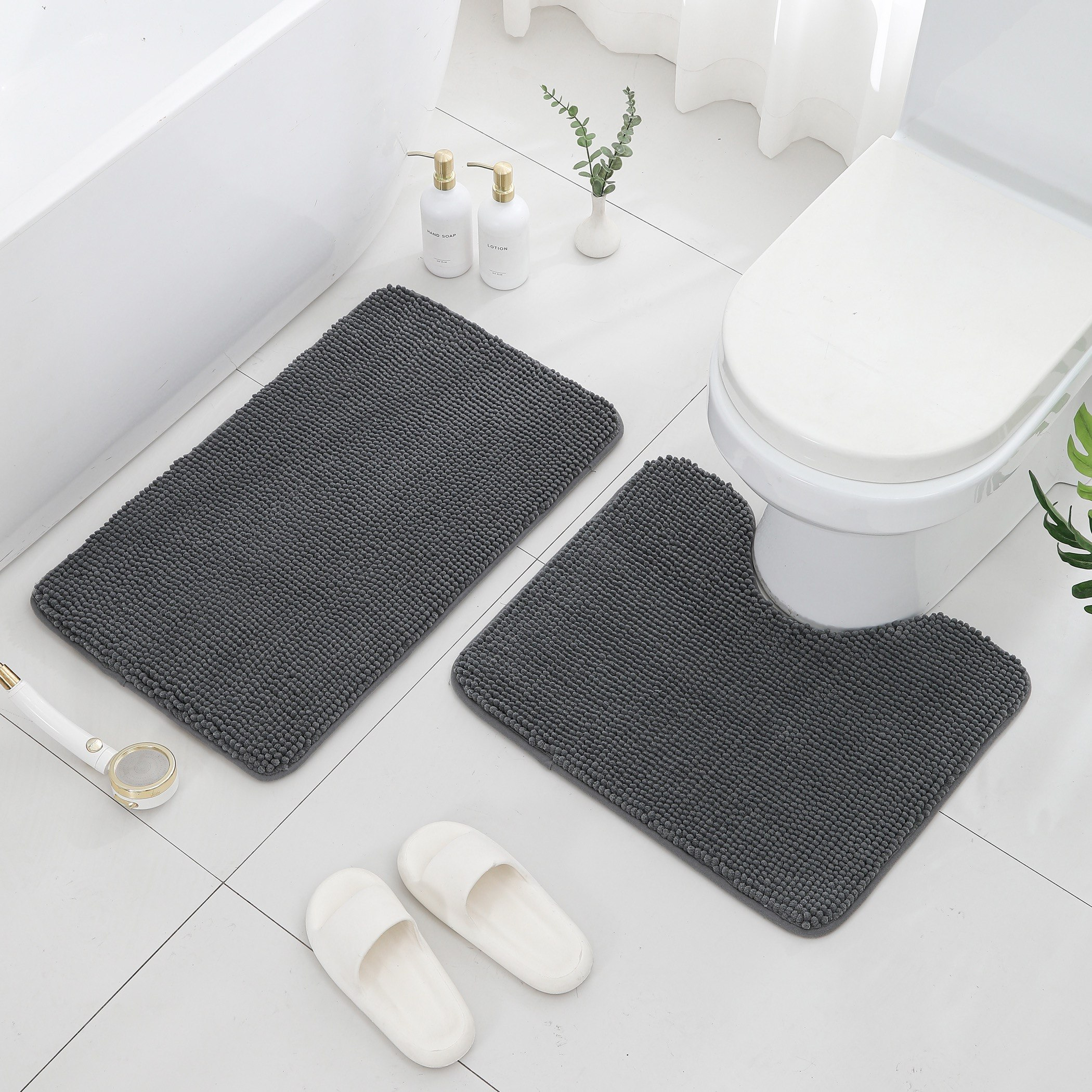 Luxot Elite 2-Piece Chenille Memory Foam Bath Mat Set-hbxbedroom-floorcoverings-bathmats-image-1