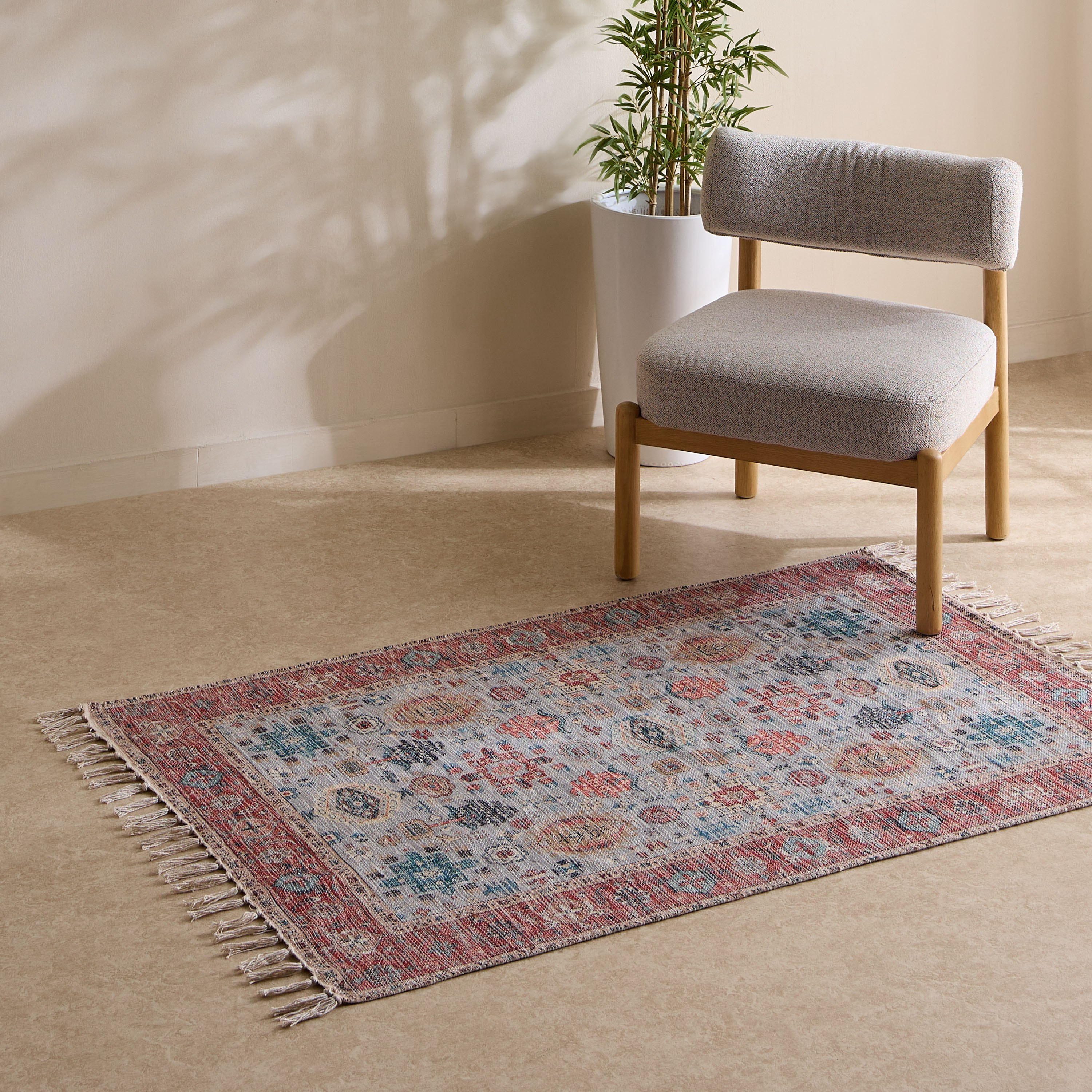 Glimmer Benza Handmade Printed Dhurrie - 110x160 cm-hbxdecorandfurnishings-floorcoverings-rugs-image-1