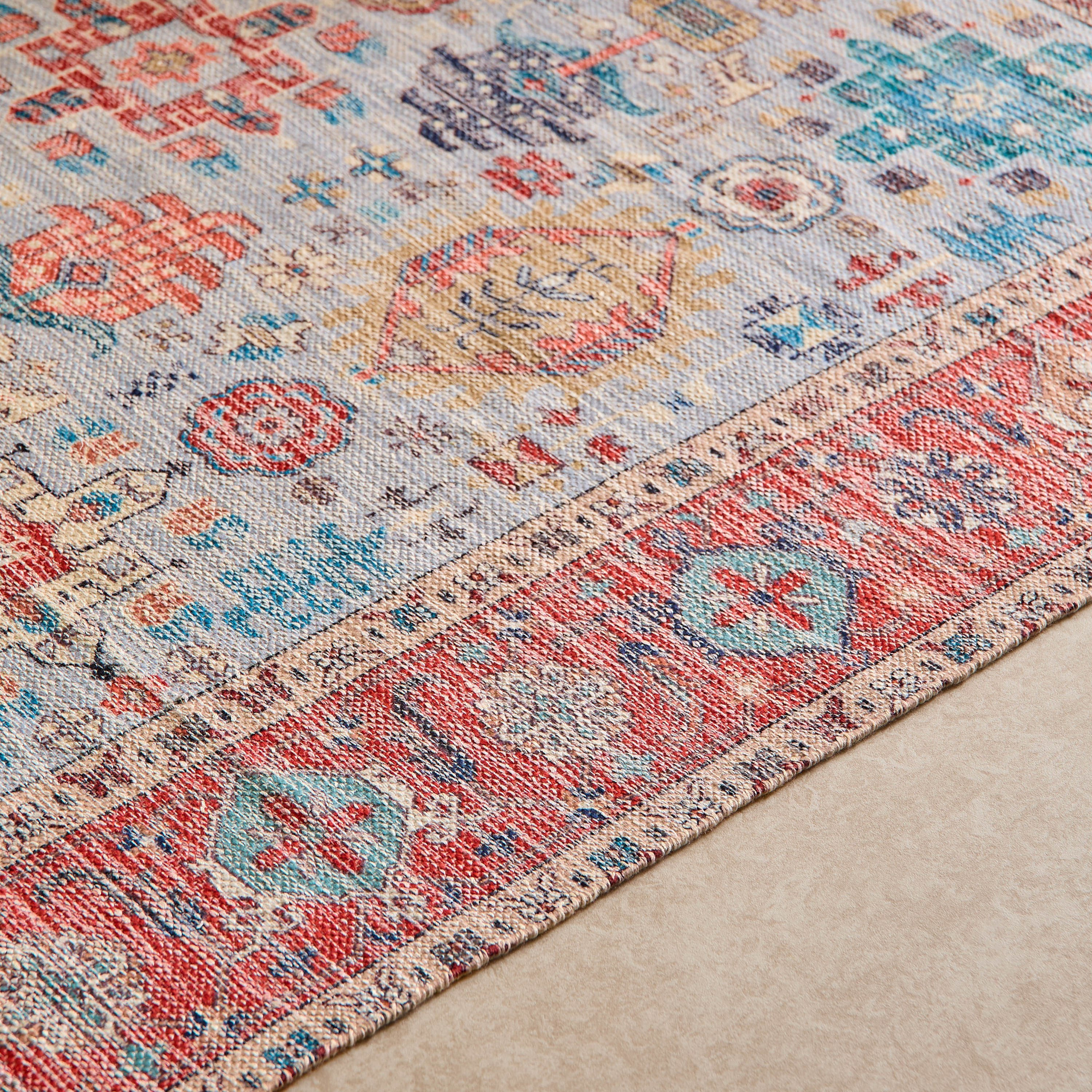 Glimmer Benza Handmade Printed Dhurrie - 110x160 cm-hbxdecorandfurnishings-floorcoverings-rugs-image-2