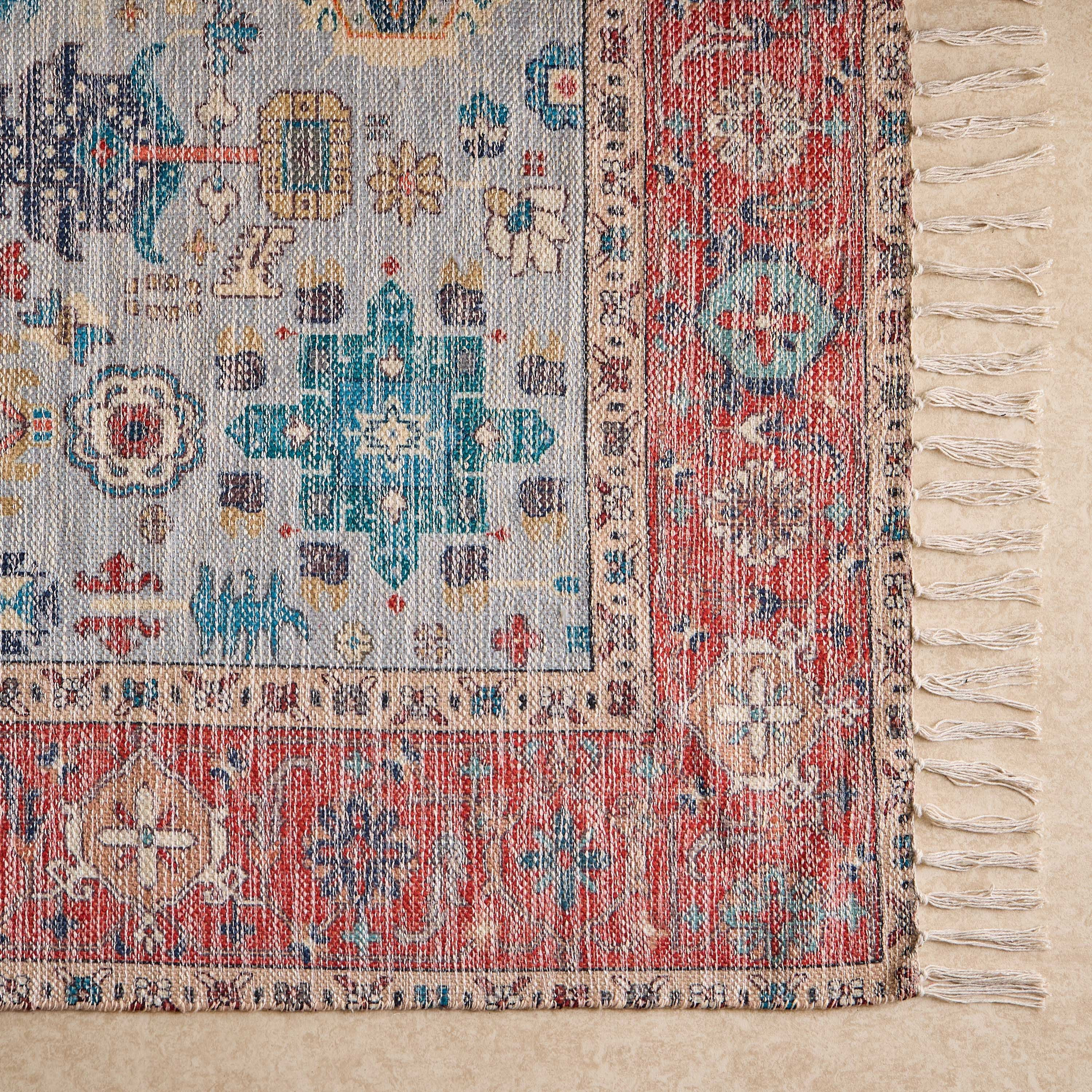 Glimmer Benza Handmade Printed Dhurrie - 110x160 cm-hbxdecorandfurnishings-floorcoverings-rugs-image-3