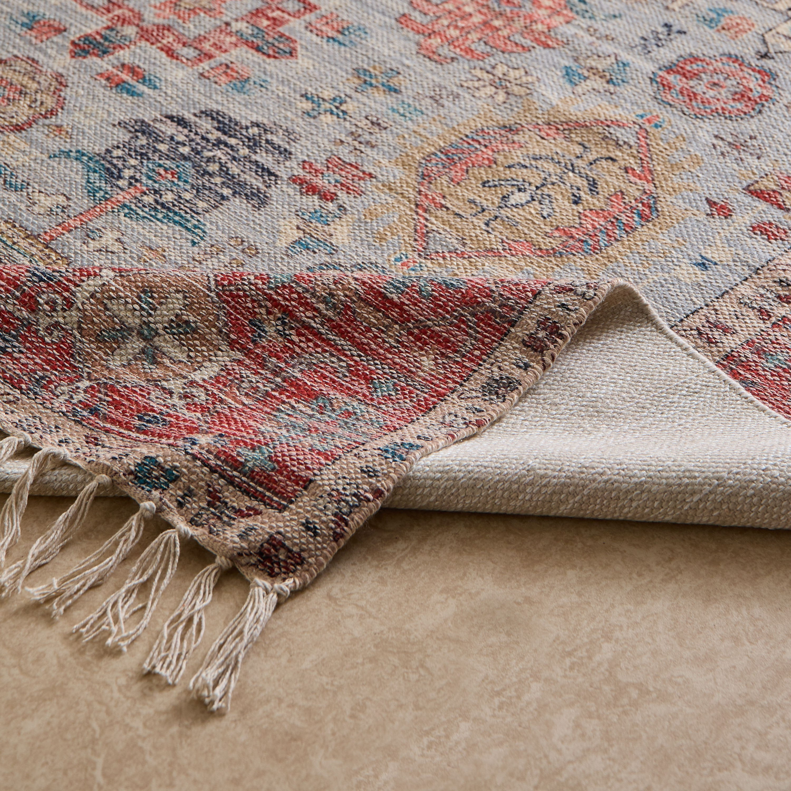 Glimmer Benza Handmade Printed Dhurrie - 110x160 cm-hbxdecorandfurnishings-floorcoverings-rugs-image-4