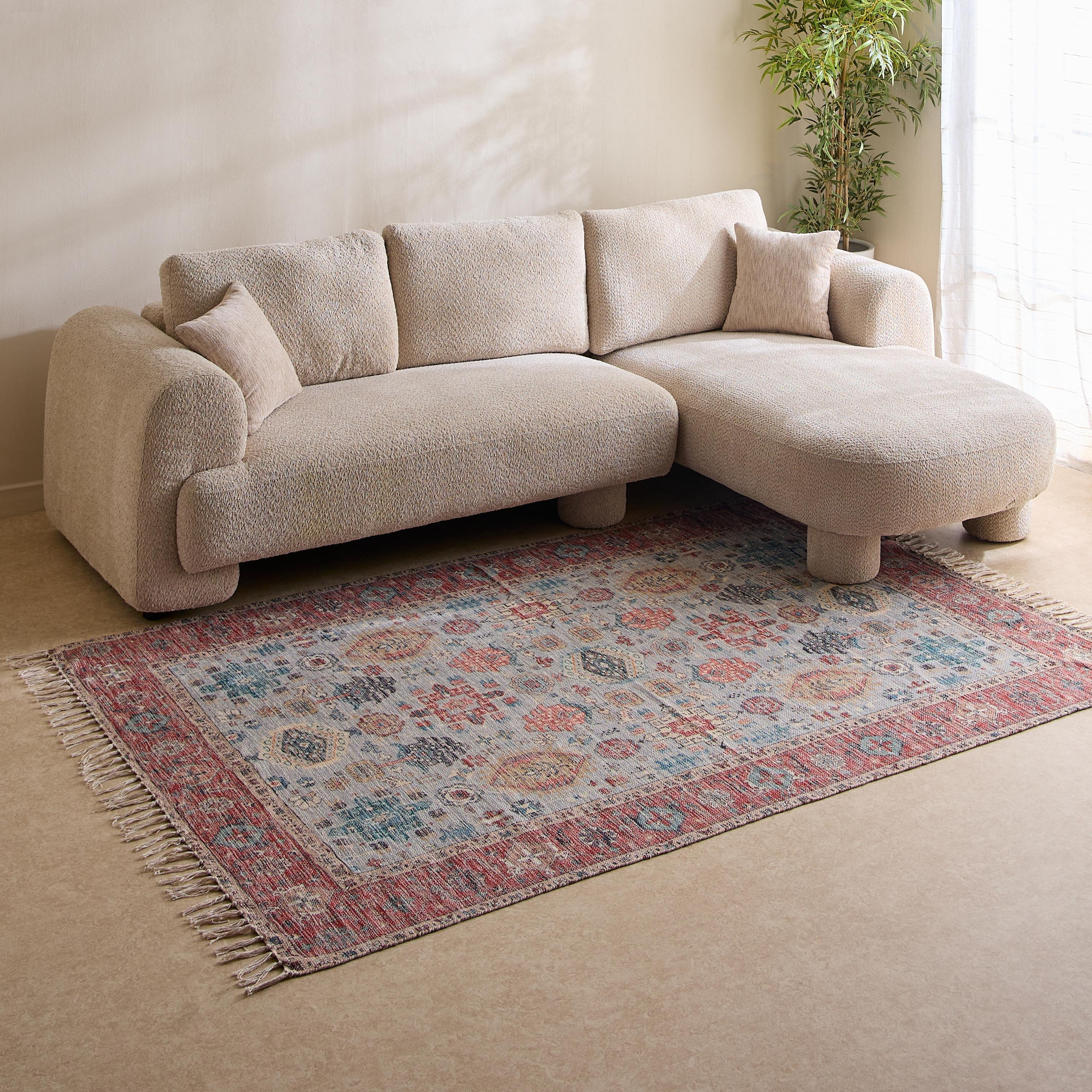 Glimmer Benza Handmade Printed Dhurrie - 160x230 cm-hbxdecorandfurnishings-floorcoverings-rugs-image-1