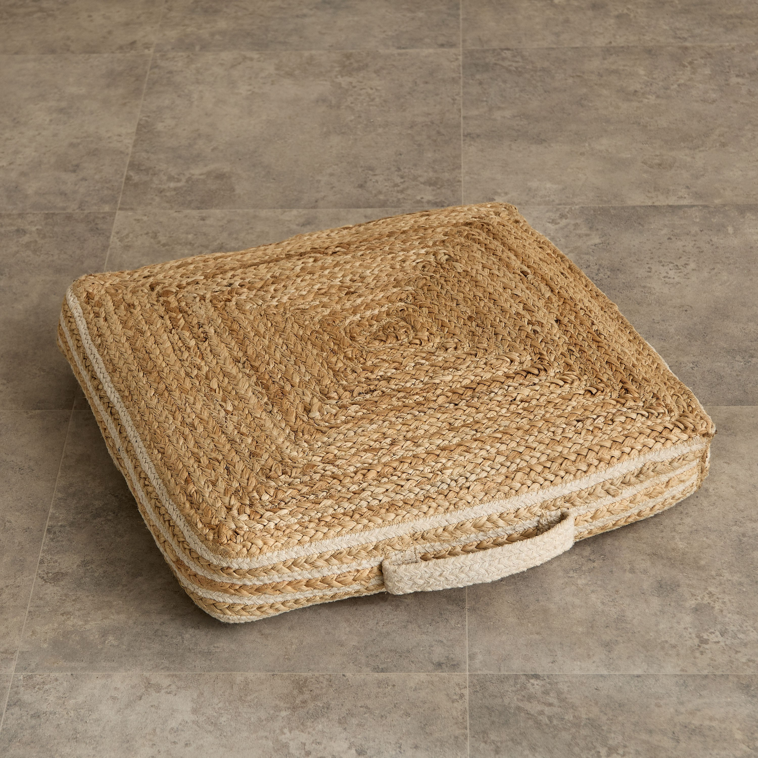 Eco Swirls Handmade Jute Floor Cushion - 50x50x7 cm-hbxhomeware-hbxlivingroom-image-2