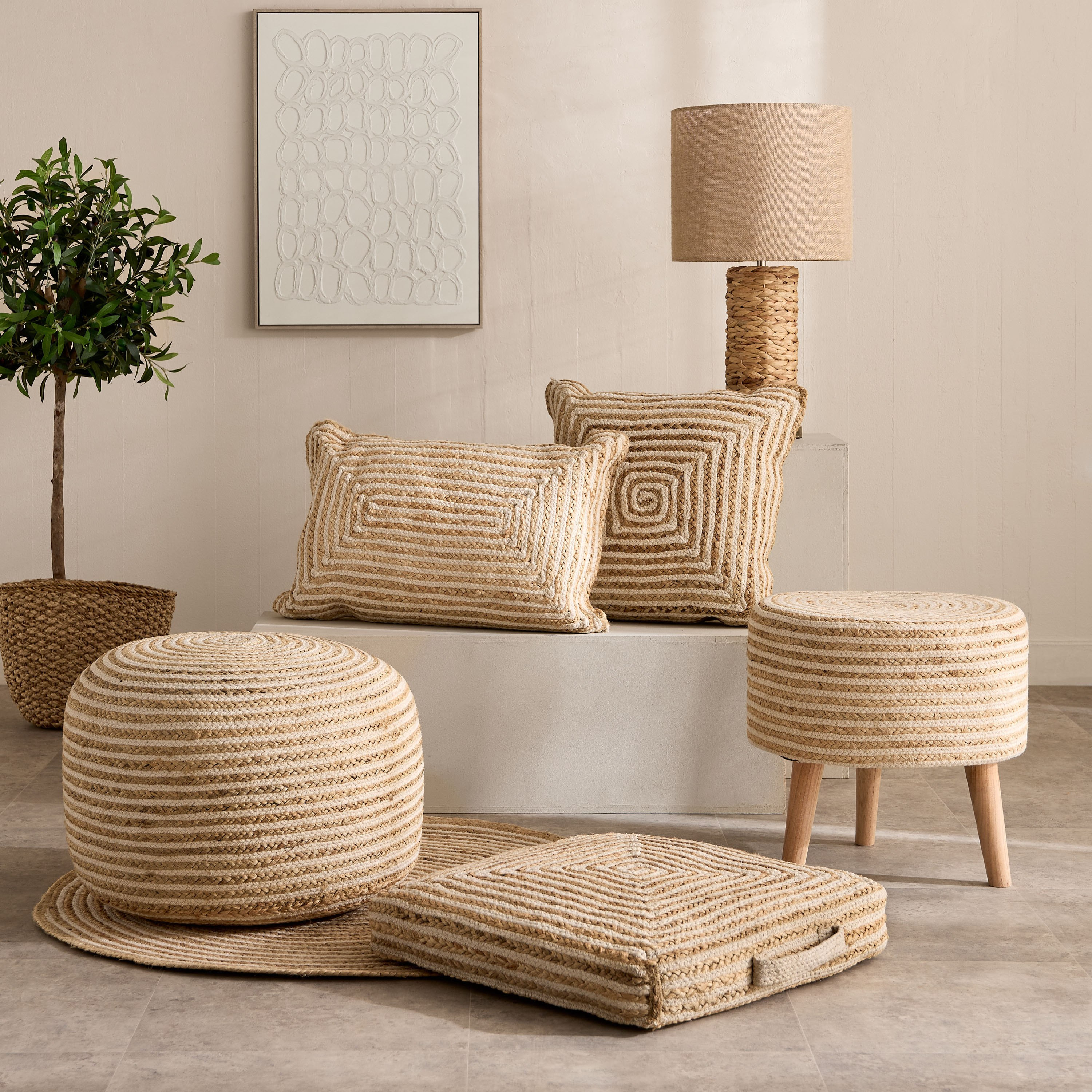 Eco Swirls Handmade Jute Floor Cushion - 50x50x7 cm-hbxhomeware-hbxlivingroom-image-5