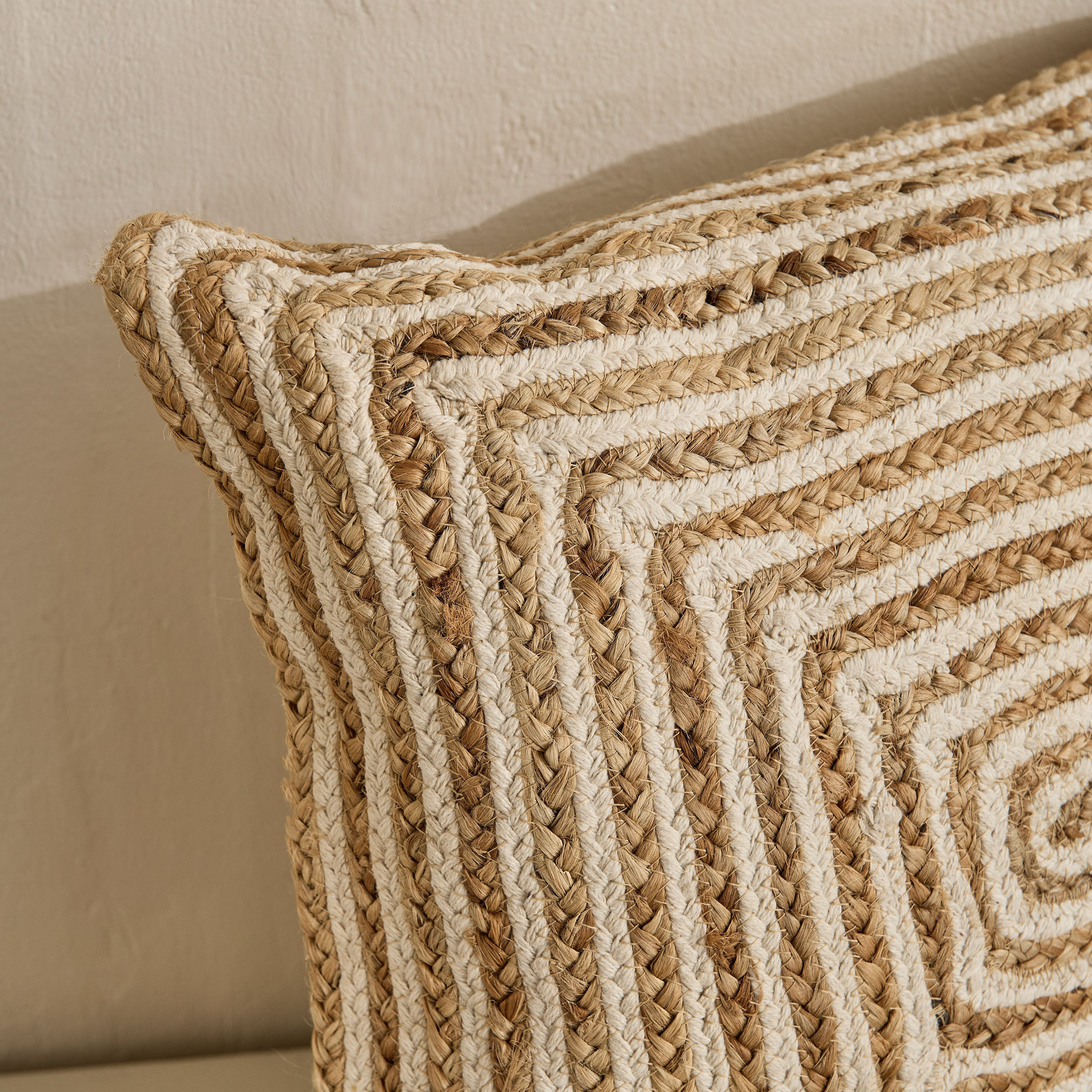 Eco Swrils Handmade Jute Filled Cushion - 50x50 cm-hbxlivingroom-furnishings-cushionsandcovers-filledcushions-image-2