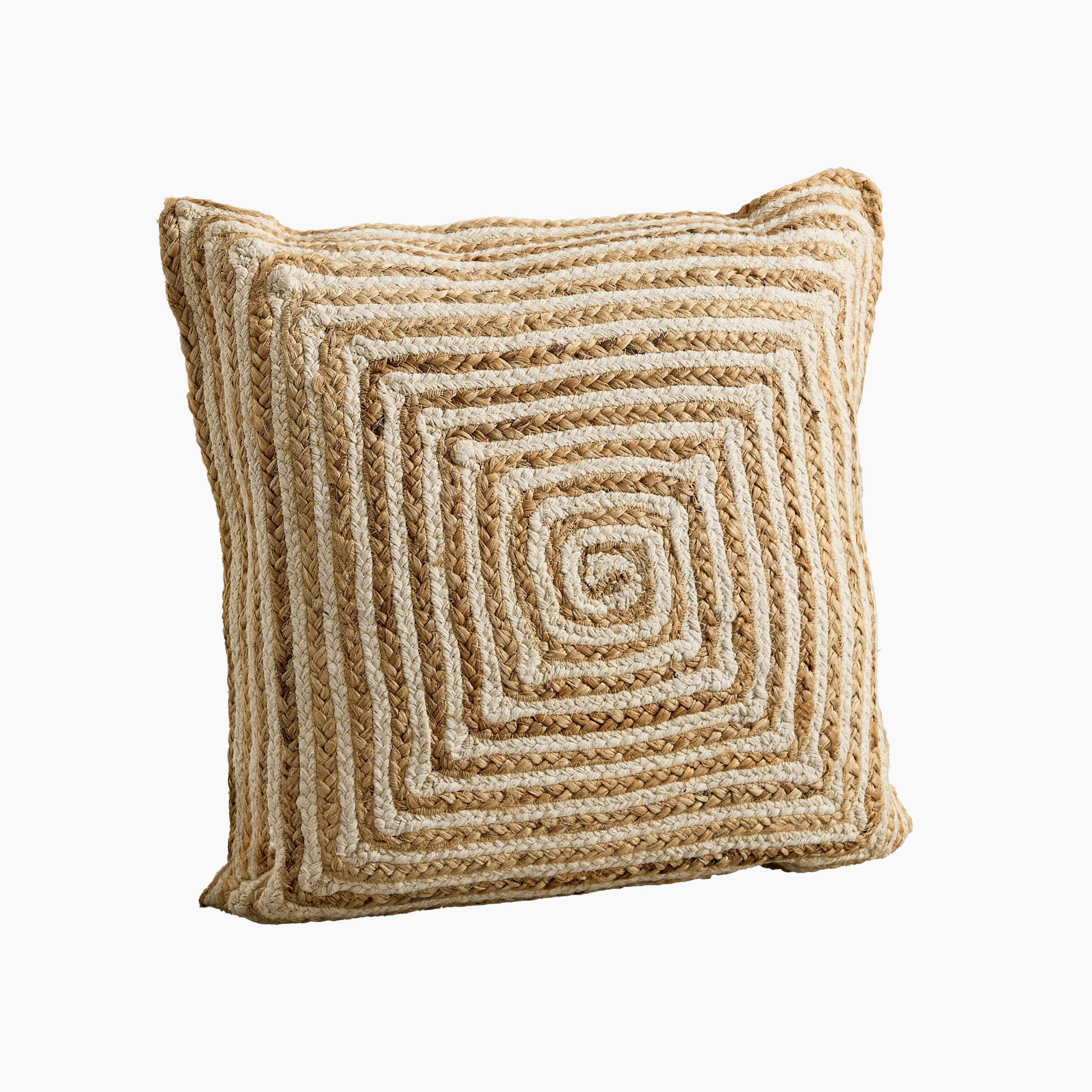 Eco Swrils Handmade Jute Filled Cushion - 50x50 cm-hbxlivingroom-furnishings-cushionsandcovers-filledcushions-image-5