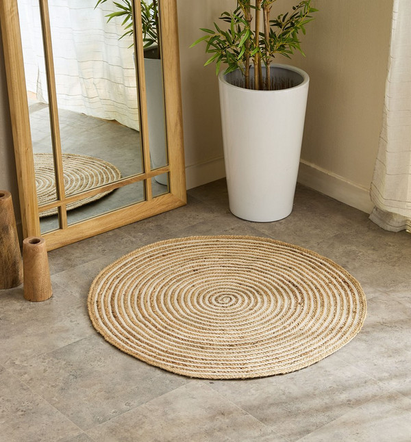 Buy Eco Swrils Round Handmade Jute Rug - 90 cm Online in UAE | Homebox