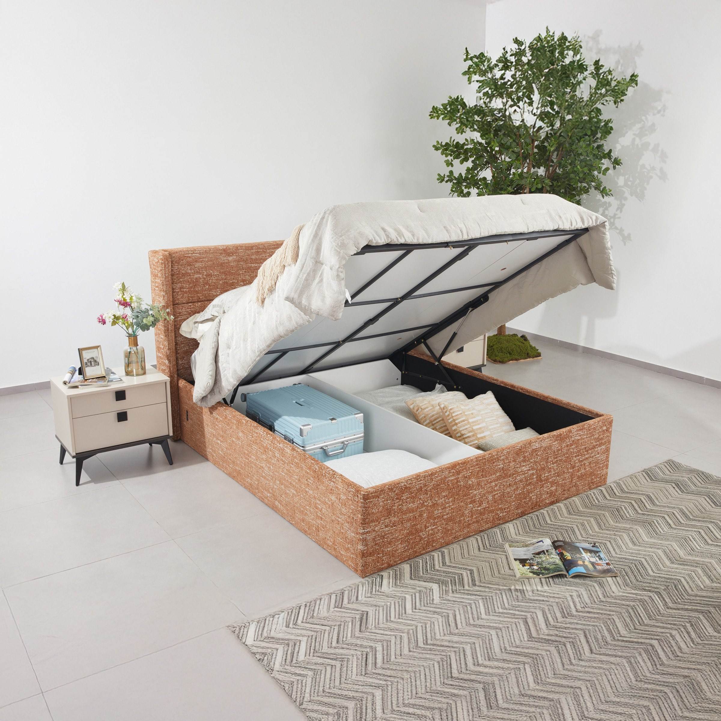 Orro Ray Wing Smart Hydraulic Upholstered Queen Bed - 160x200 cm-hbxbedroom-bedsandbedsets-beds-queen-image-2
