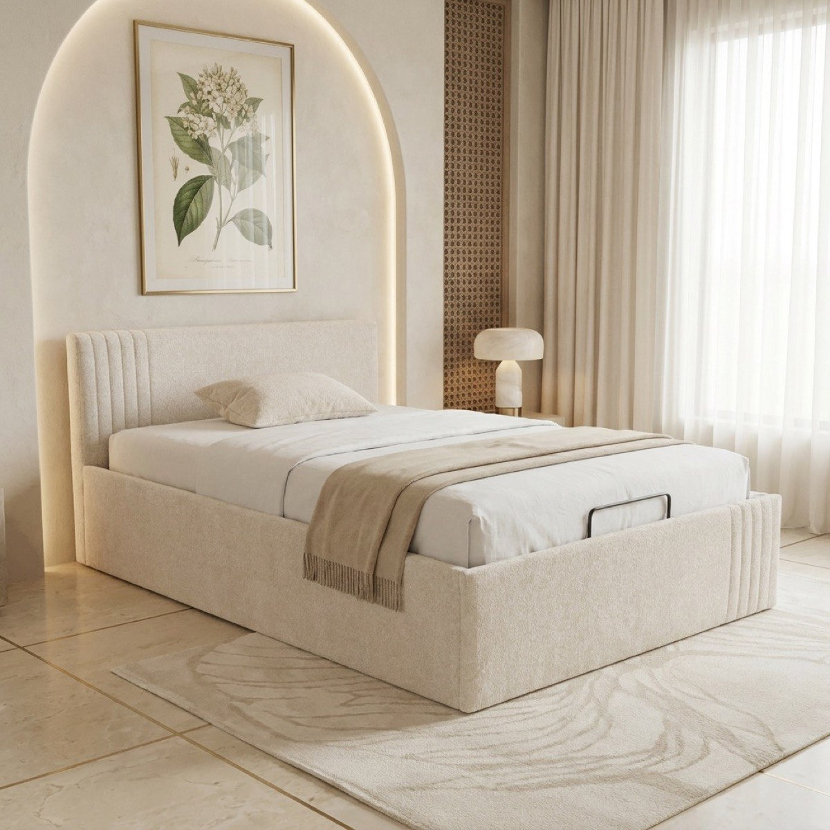 Frankfurt NXT Upholstered Hydraulic Storage Queen Bed - 140x200 cm-hbxbedroom-bedsandbedsets-beds-queen-image-1