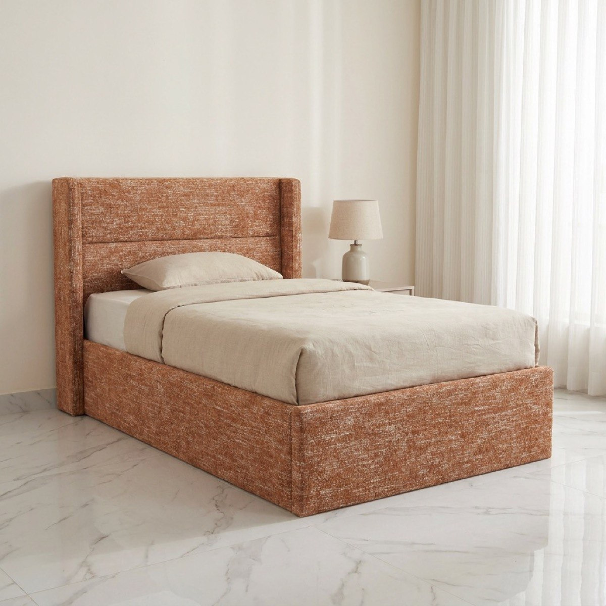 Orro Ray Wing Smart Hydraulic Upholstered Twin Bed - 120x200 cm-hbxbedroom-bedsandbedsets-upholsteredbeds-twin-image-1