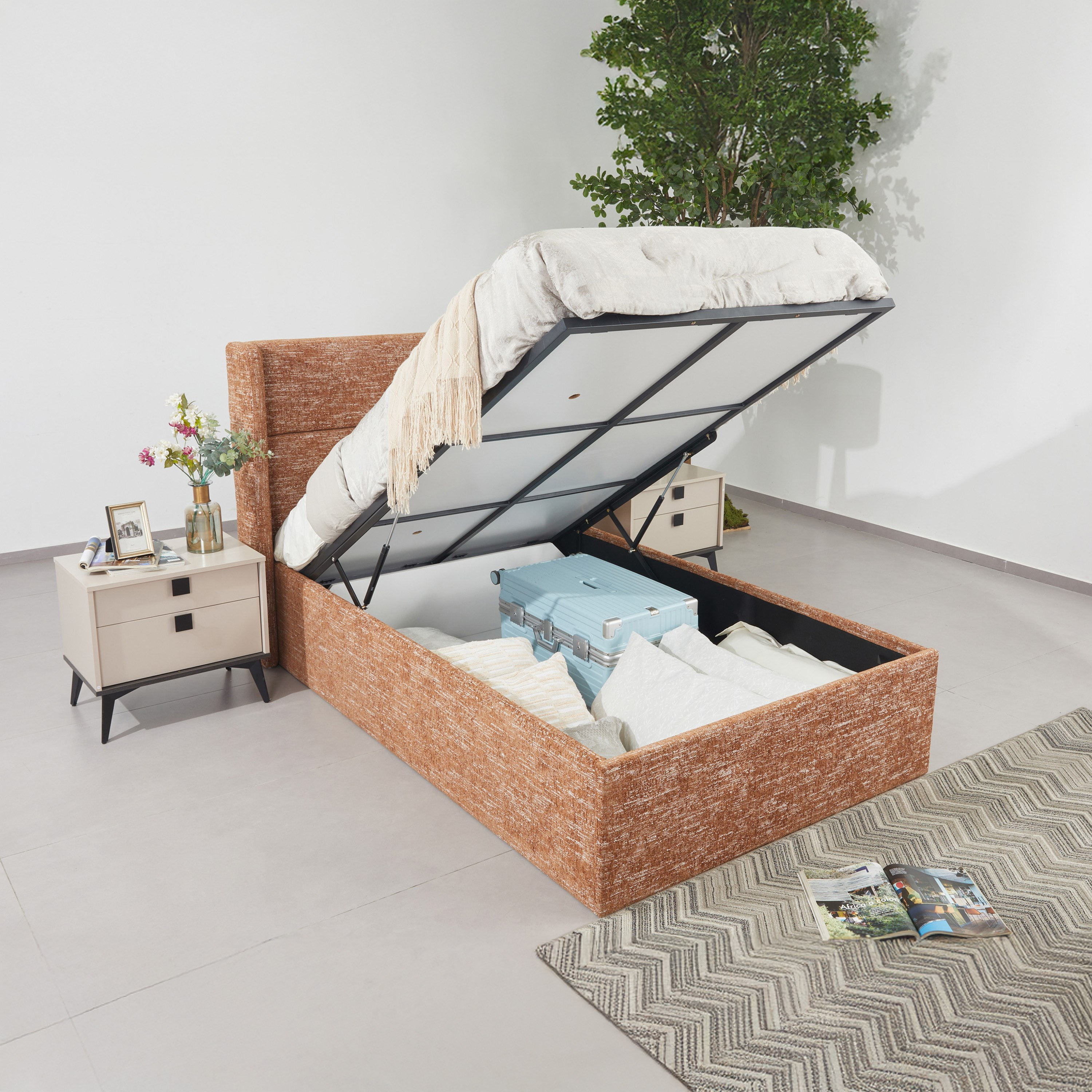 Orro Ray Wing Smart Hydraulic Upholstered Twin Bed - 120x200 cm-hbxbedroom-bedsandbedsets-upholsteredbeds-twin-image-2