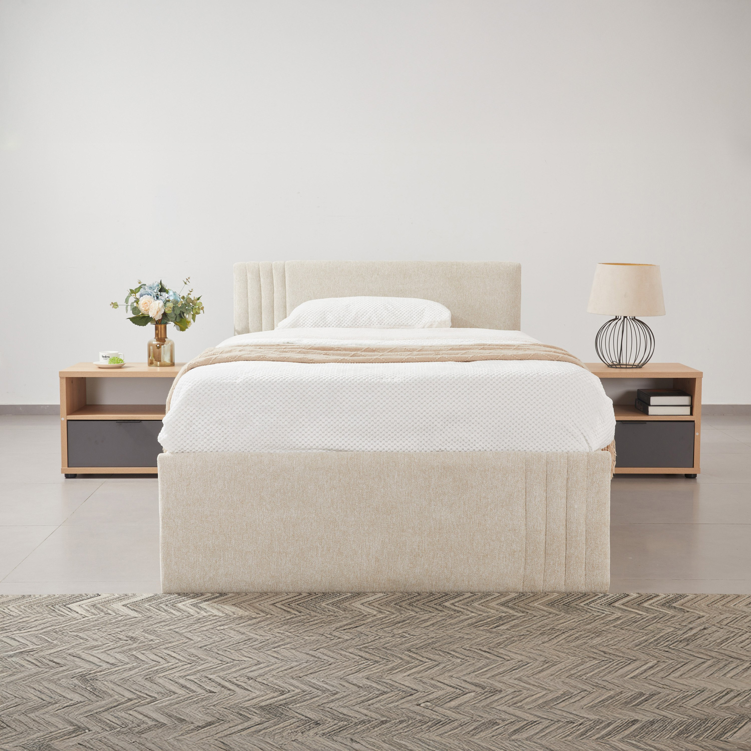 Frankfurt NXT Upholstered Hydraulic Storage Twin Bed - 120x200 cm-hbxbedroom-bedsandbedsets-upholsteredbeds-twin-image-1