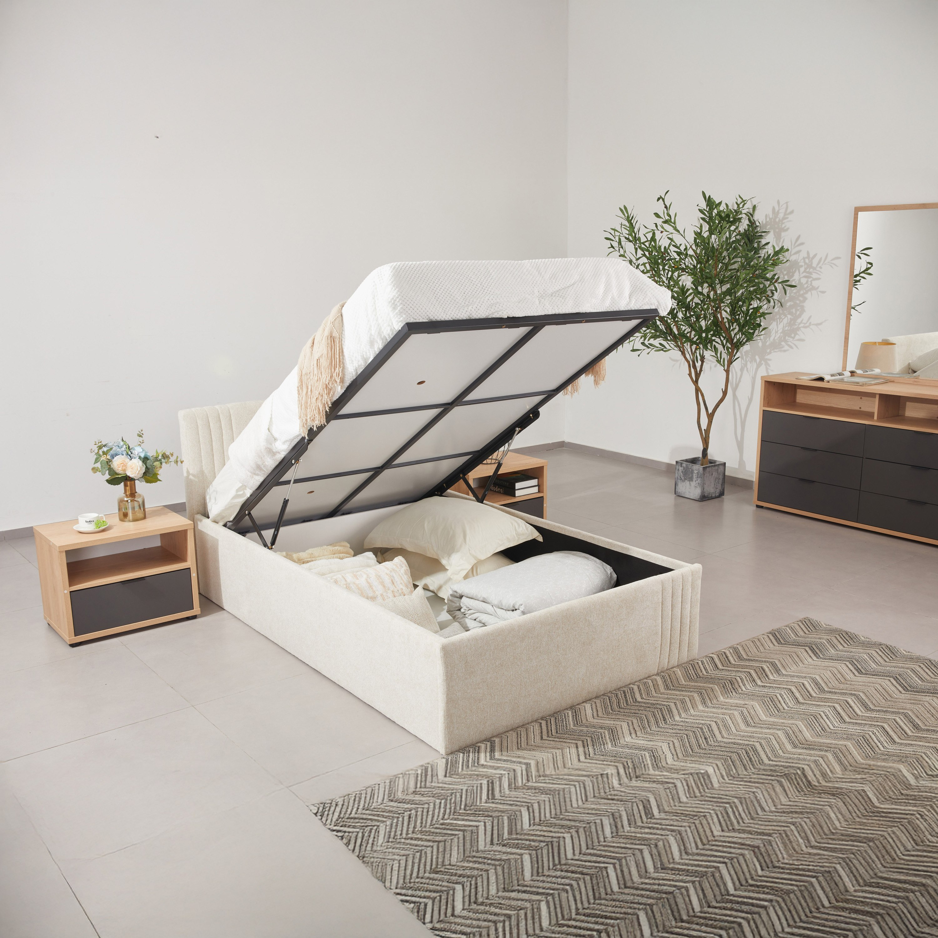 Frankfurt NXT Upholstered Hydraulic Storage Twin Bed - 120x200 cm-hbxbedroom-bedsandbedsets-upholsteredbeds-twin-image-9