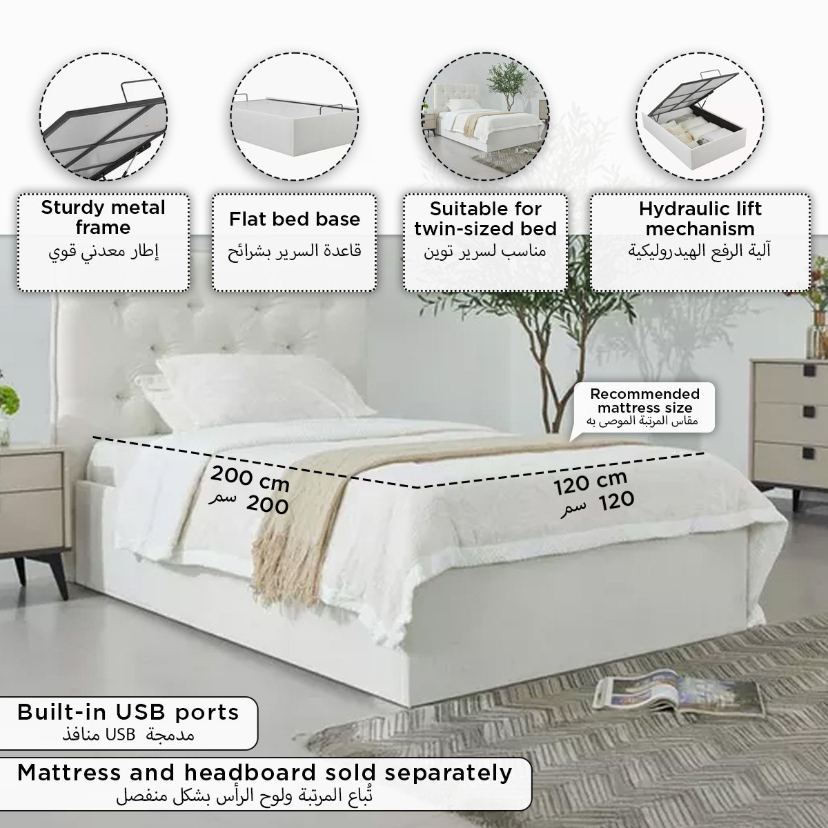 Orion Smart Upholestered Hydraulic Storage Twin Bed Base - 120x200 cm-PROMO_HB_SA_HBX10_TH1000_NEW_031025-image-9