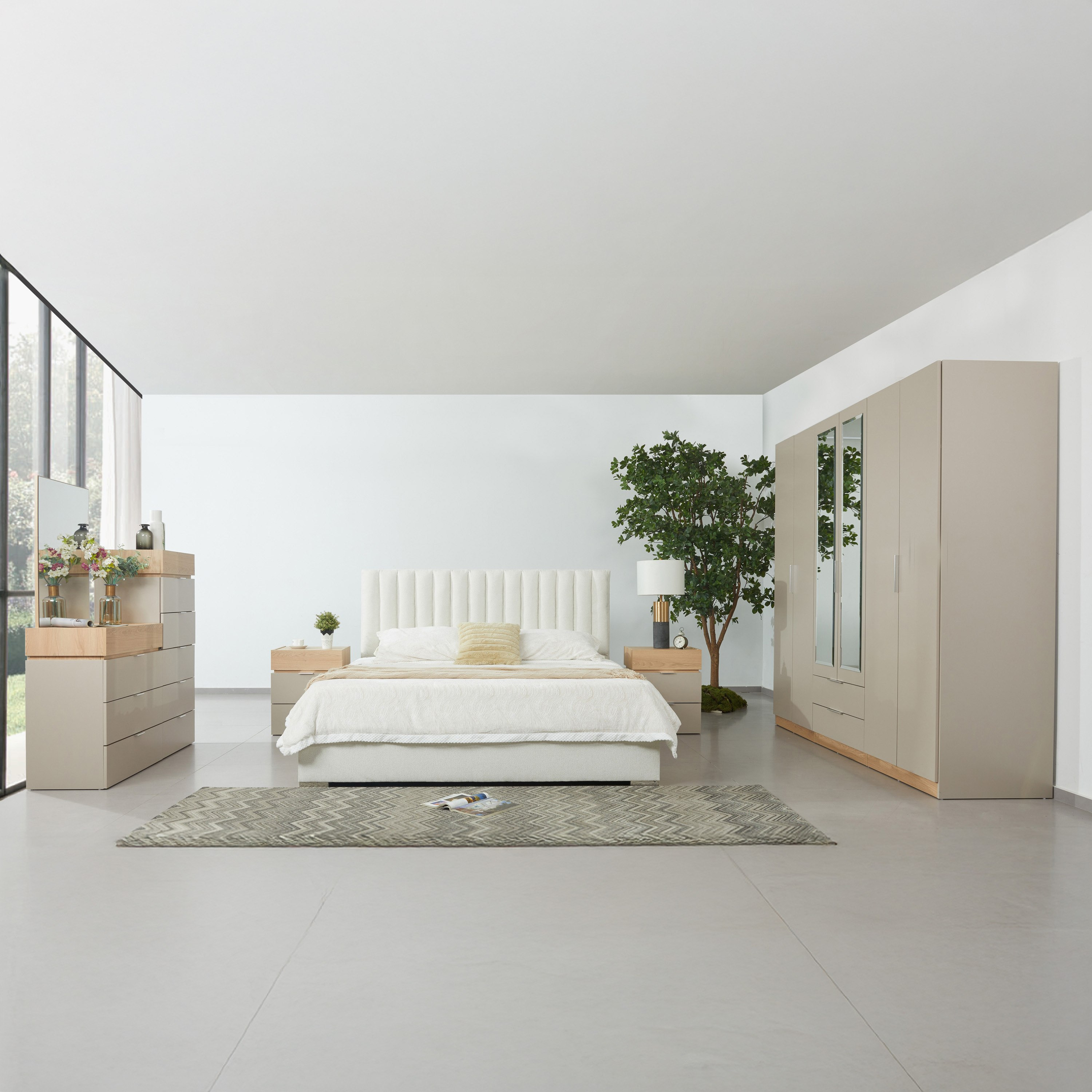 Orion Modena 6-Door Wardrobe with 2 Drawers and 2 Mirrors-hbxfurniture-wardrobes-image-6