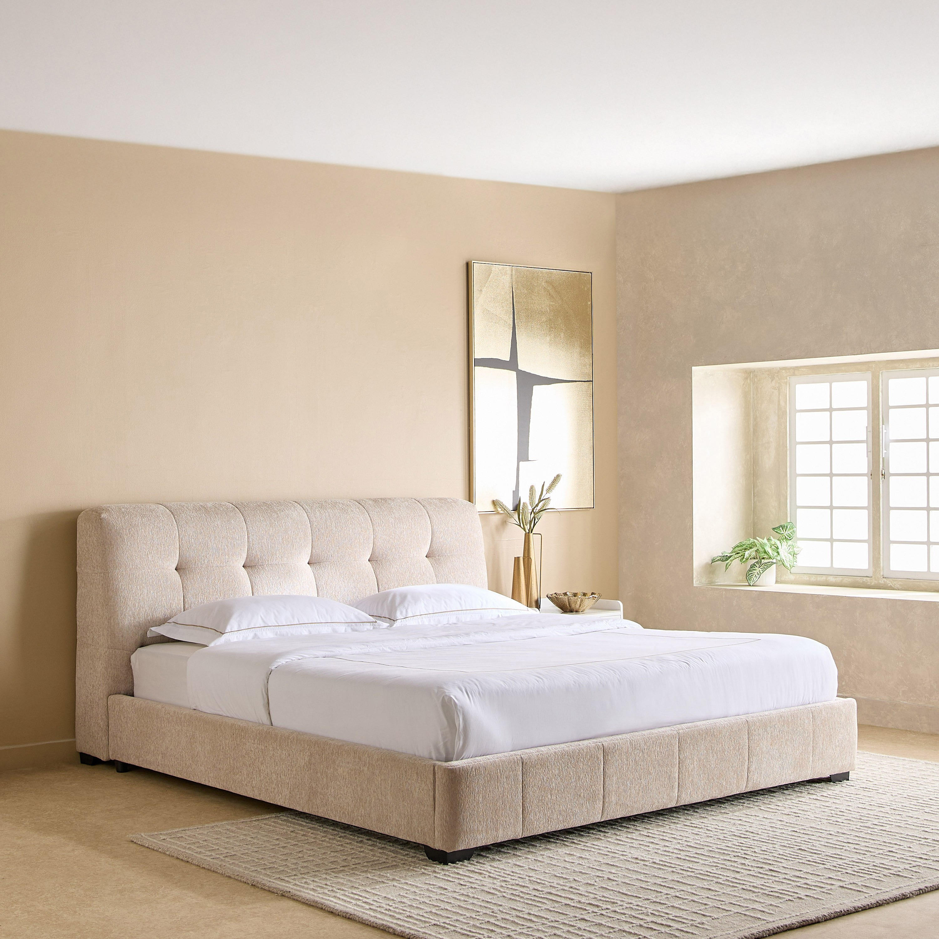 سرير كينج منجد من بيرل بوب - 180x200 سم-hbxfurniture-bedsandbedsets-beds-king-image-1