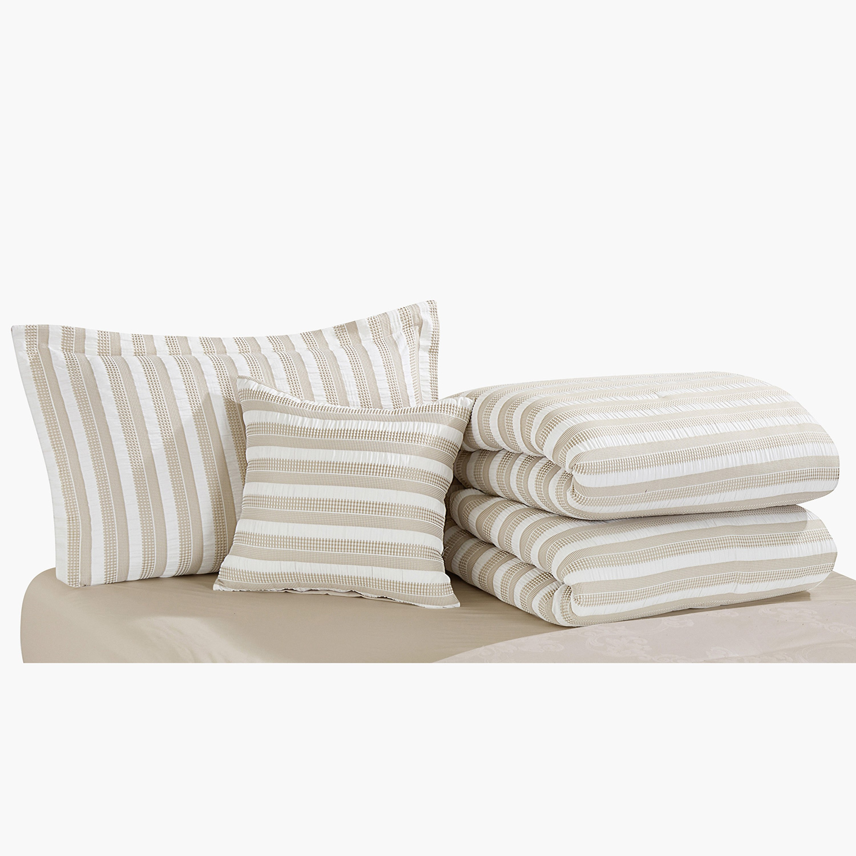 طقم لحاف وشرشف كينج 5 قطع مخطط جاكار وافل من براكسـتون - 220×240 سم-hbxhomeware-hbxbedroom-image-4