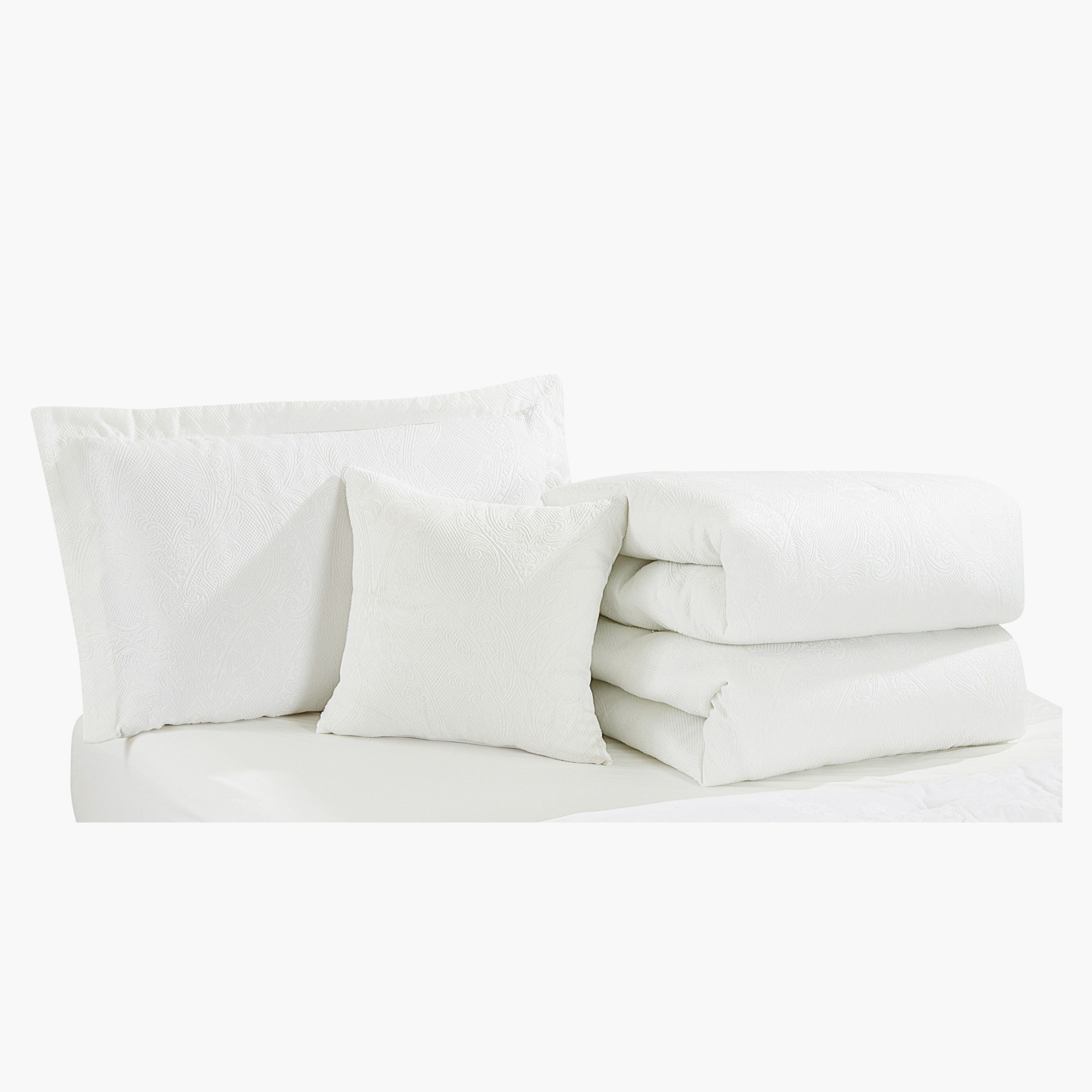 White Bliss 5-Piece Paisley Jacquard King Comforter Set - 220x240 cm-hbxhomeware-hbxbedroom-image-3