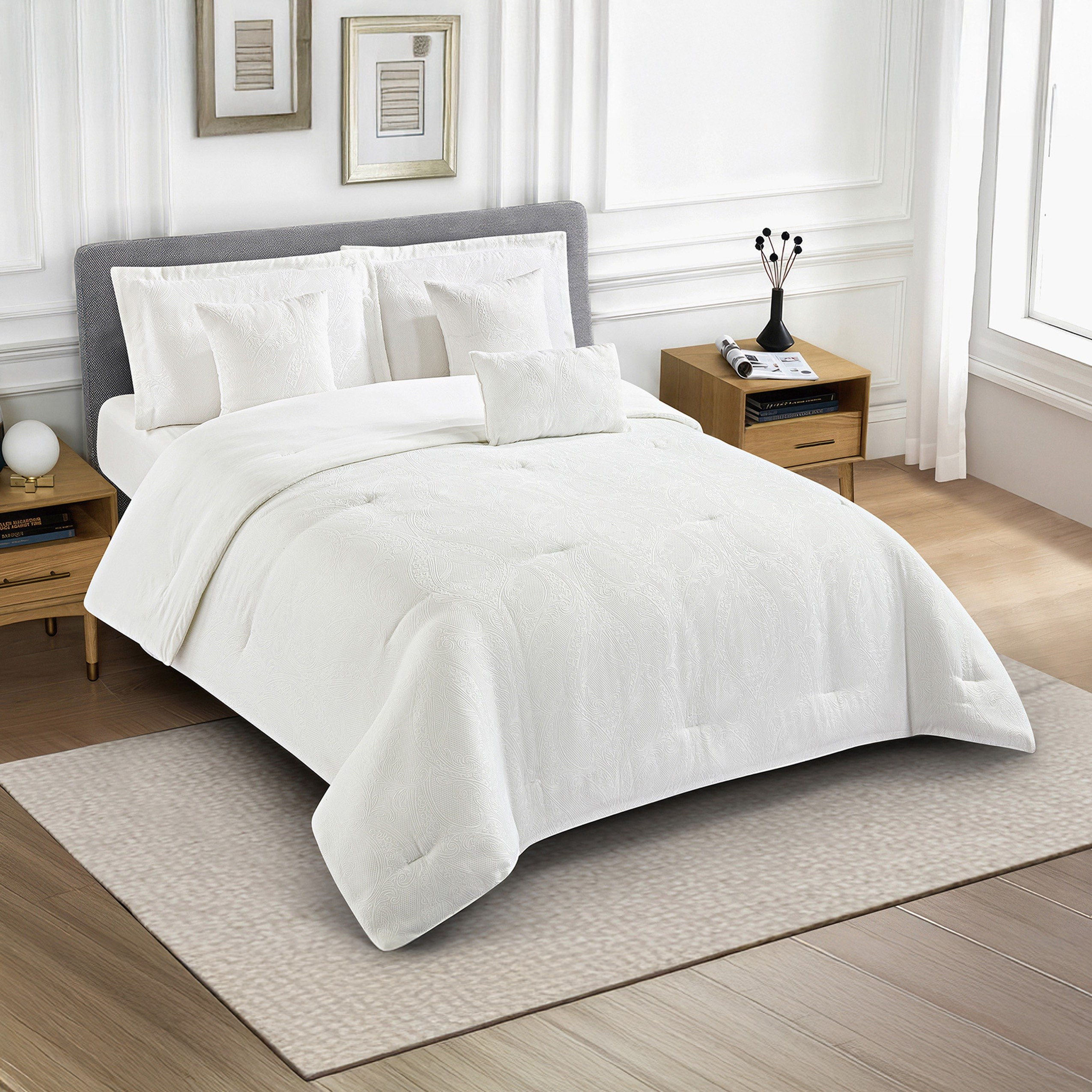 طقم لحاف كينج بايب جاكار بيزلي 7 قطع من وايت بليس - 220x240 سم-hbxhomeware-hbxbedroom-image-2