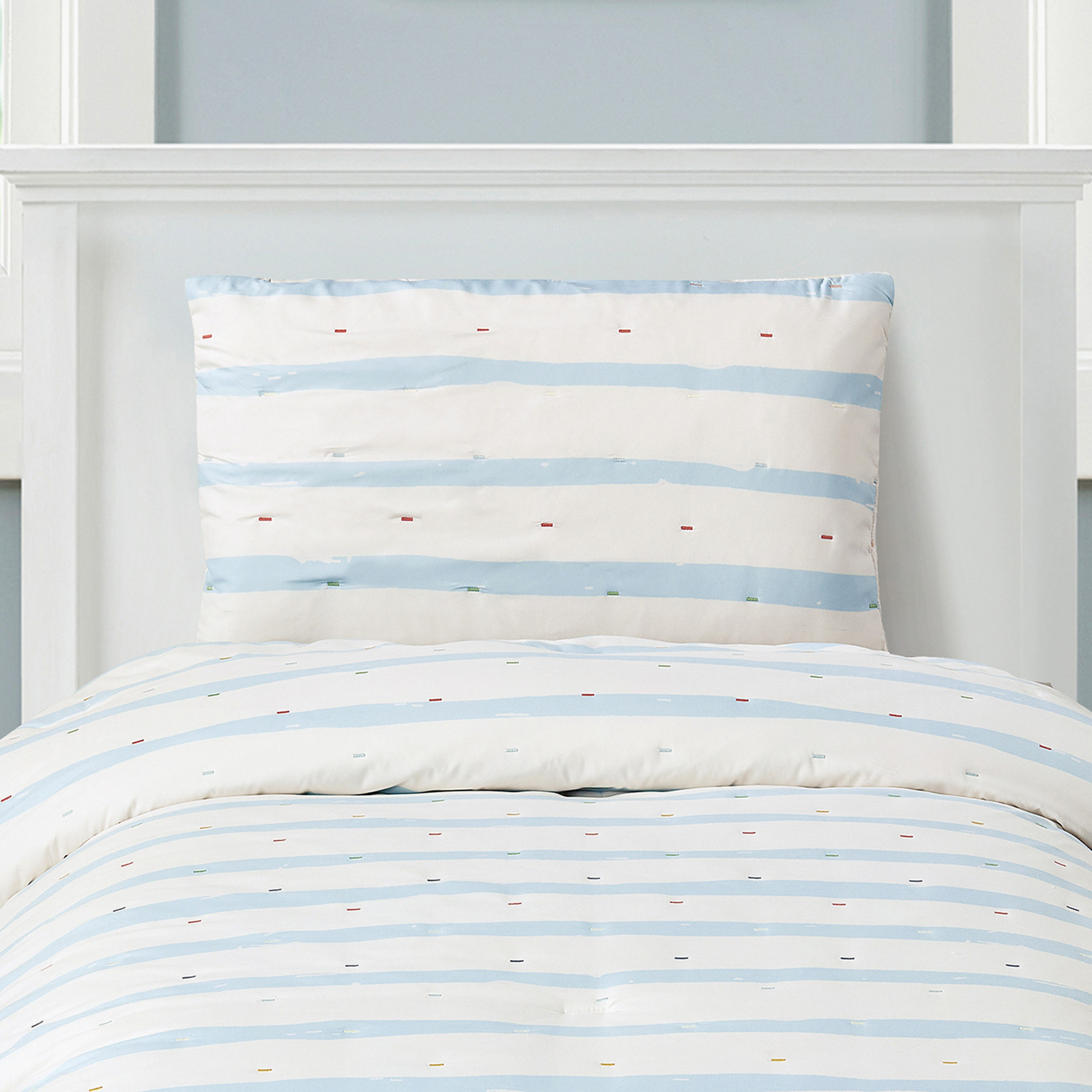 طقم لحاف ألياف دقيقة مقلّم بمقاس فردي قطعتين مطرزتين من جوي - 135x220 سم-hbxhomeware-hbxkidsandyouth-image-1