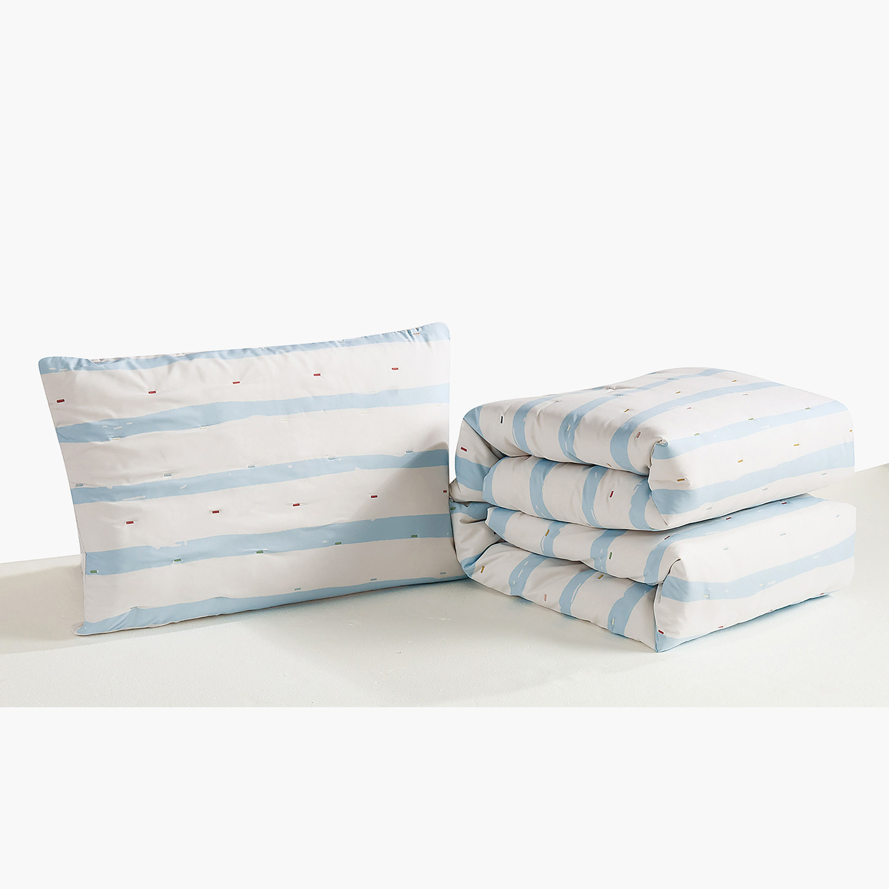 طقم لحاف ألياف دقيقة مقلّم بمقاس فردي قطعتين مطرزتين من جوي - 135x220 سم-hbxhomeware-hbxkidsandyouth-image-3
