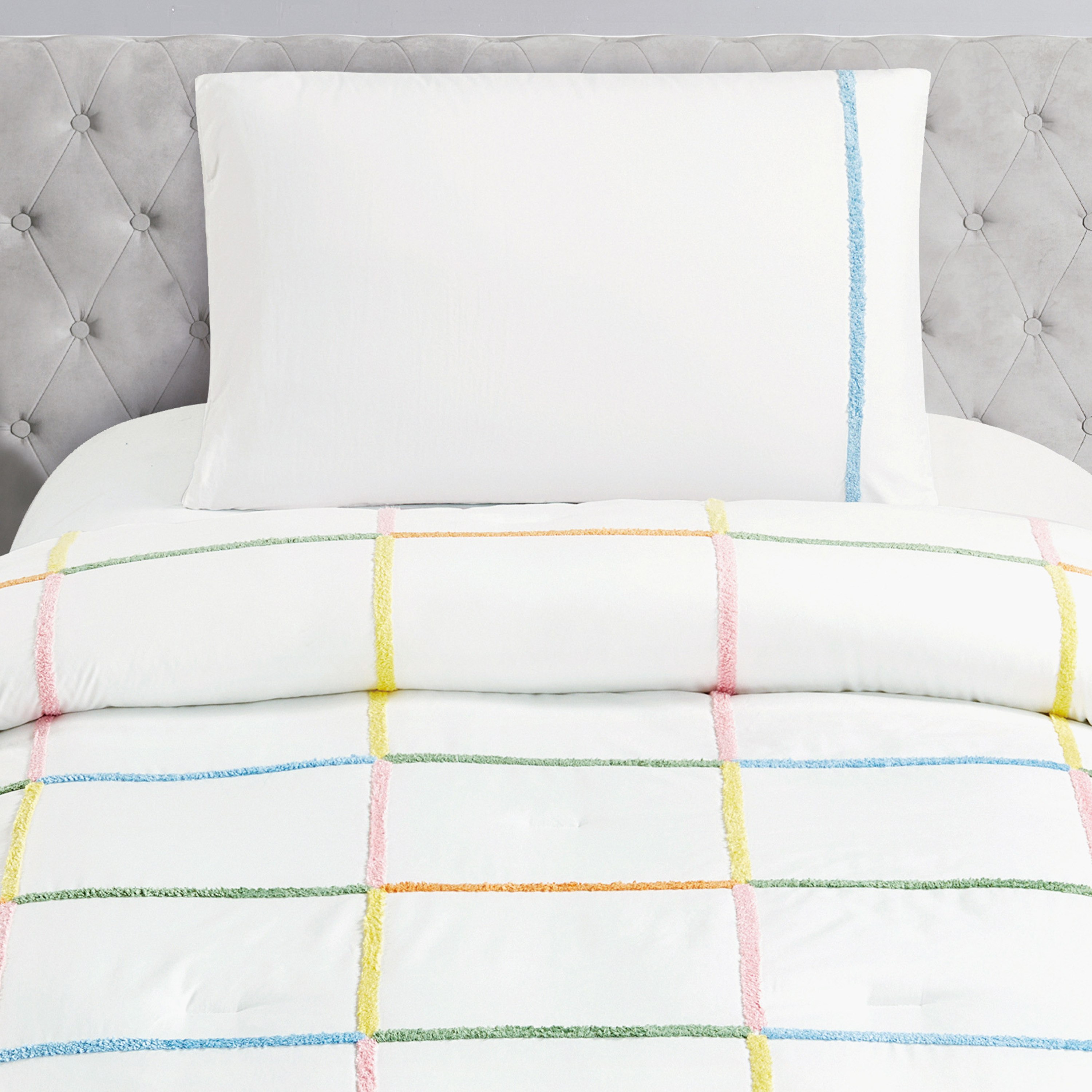 طقم لحاف ألياف دقيقة مقاس فردي قطعتين مطرزتين ثيو من جوي - 135x220 سم-hbxhomeware-hbxkidsandyouth-image-2