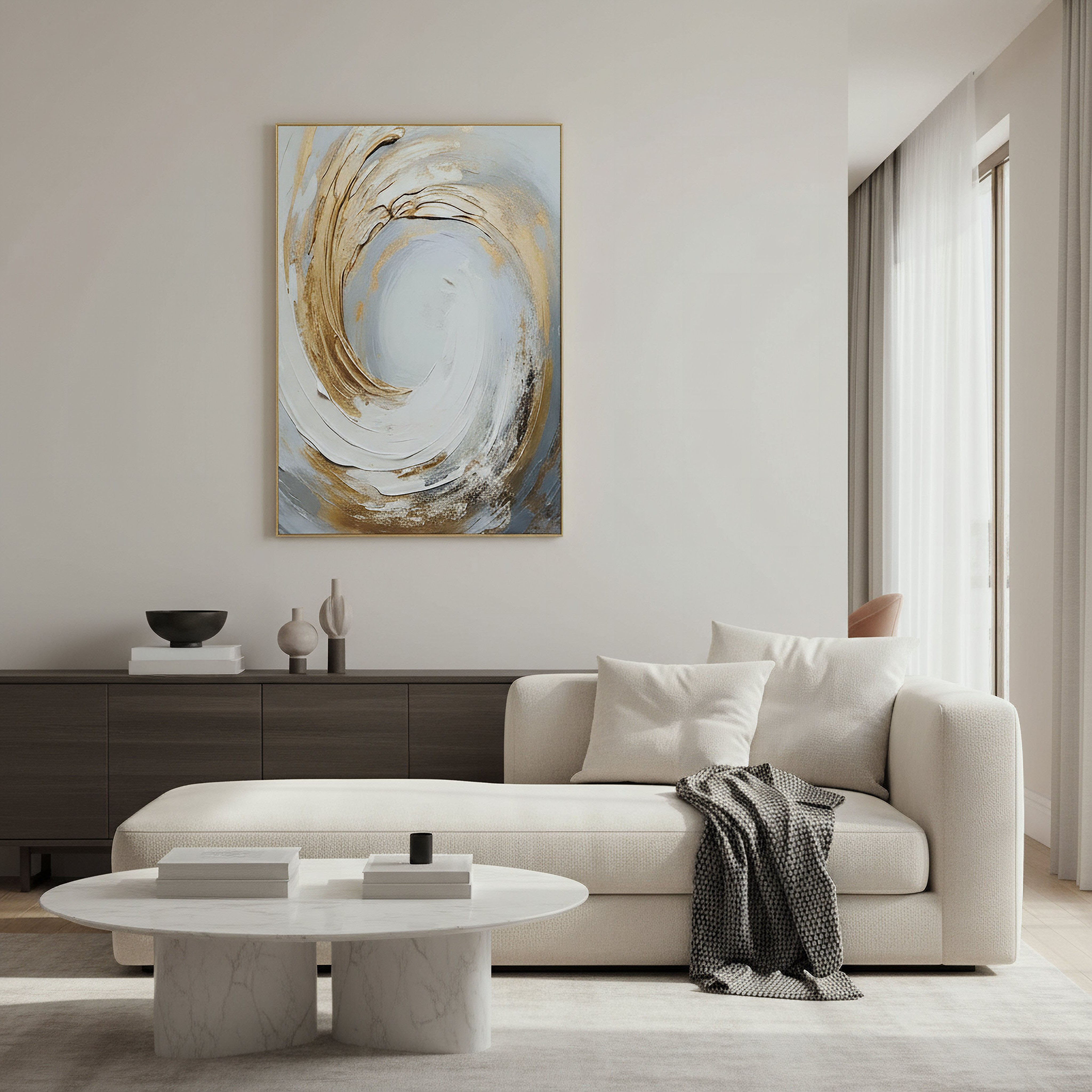 لوحة تجريدية مؤطرة بتصميم دوامة من بيير - 50x70x2.5 سم-hbxhomeware-hbxdecorandfurnishings-image-3