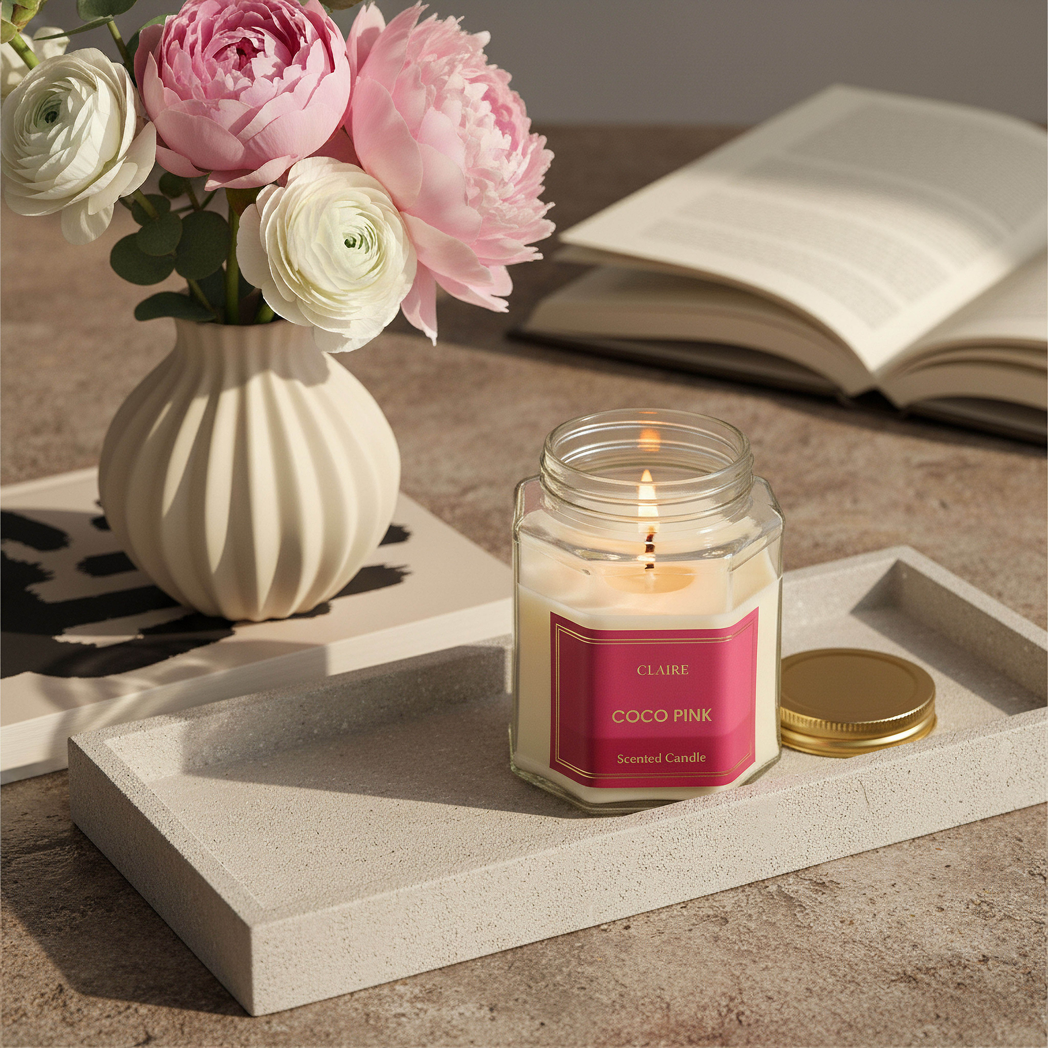 جرة شمعة برجاندي كوكو بينك من نينا كلير - 150 جرام-hbxhomeware-homefragrance-fragrantcandles-image-3
