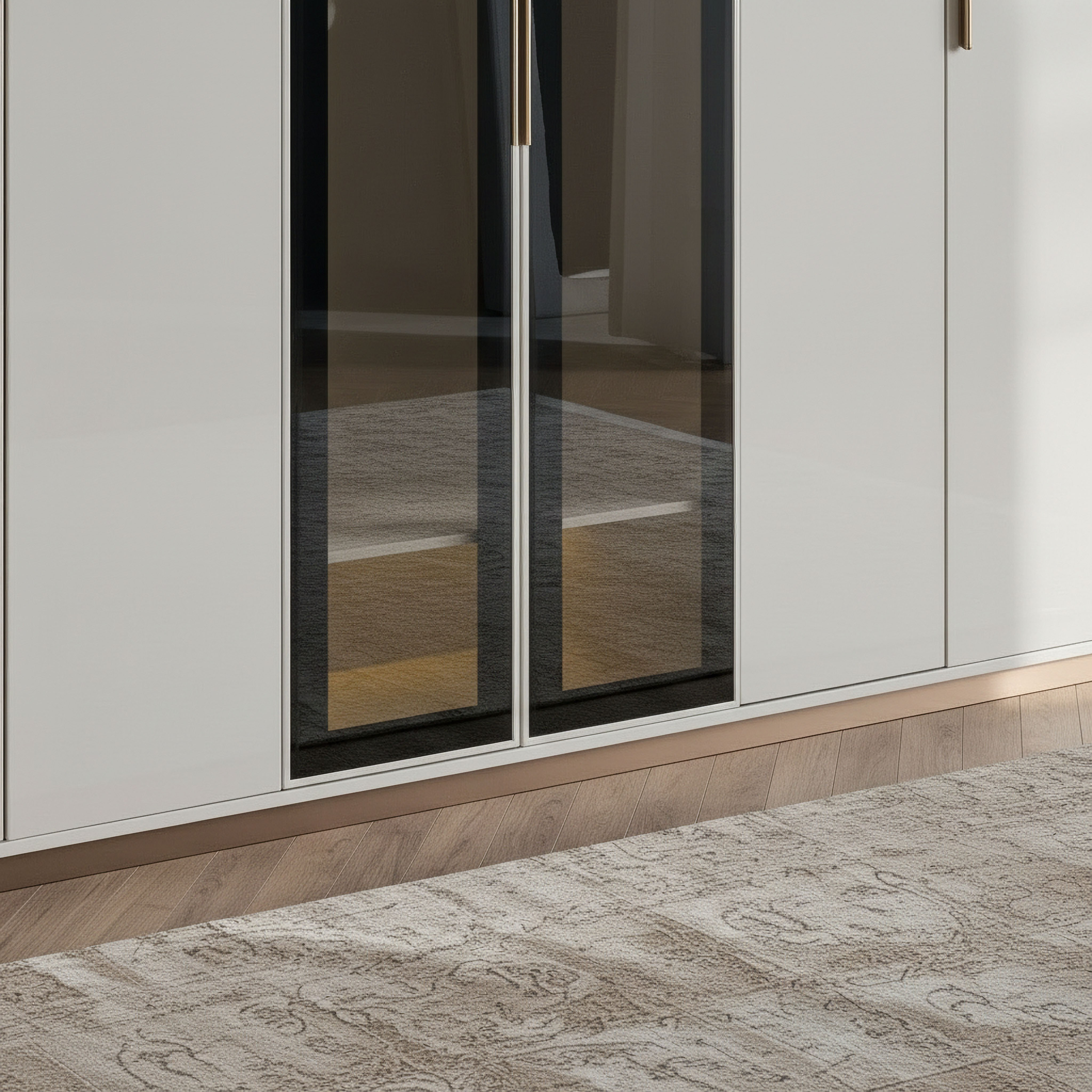 خزانة ملابس 6 أبواب مع إضاءة إل إي دي وزجاج شفاف من جراند-hbxfurniture-wardrobes-image-4