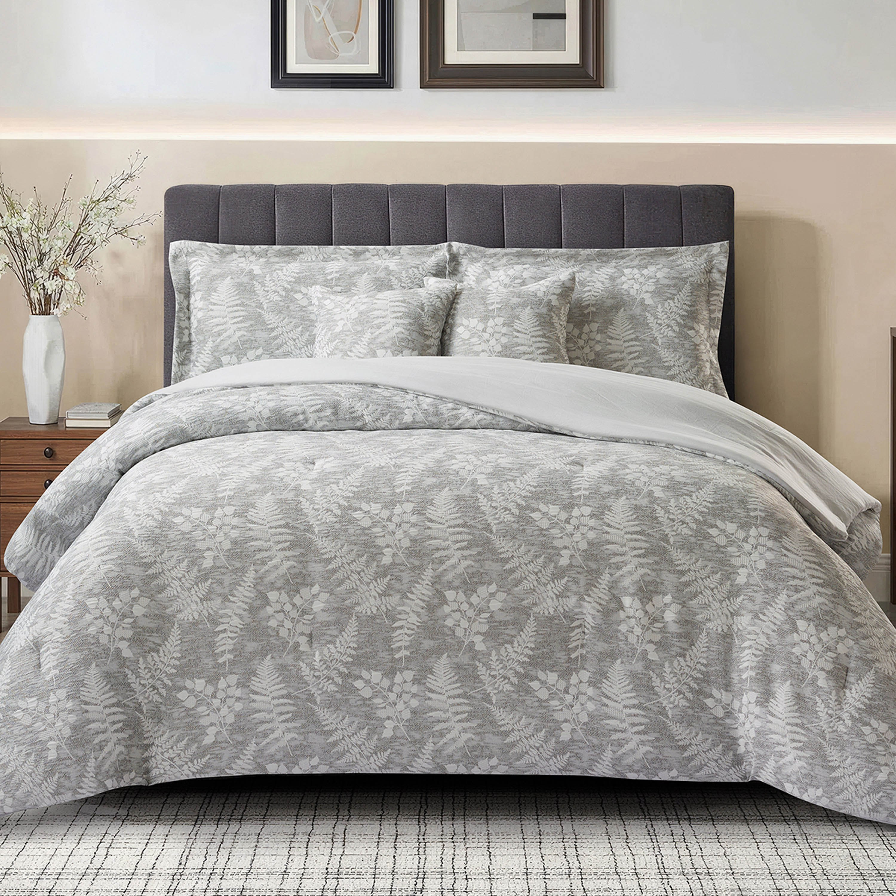 طقم لحاف مقاس كينج 5 قطع بتصميم أوراق شجر من براكستون - 220x240 سم-hbxhomeware-hbxbedroom-image-1