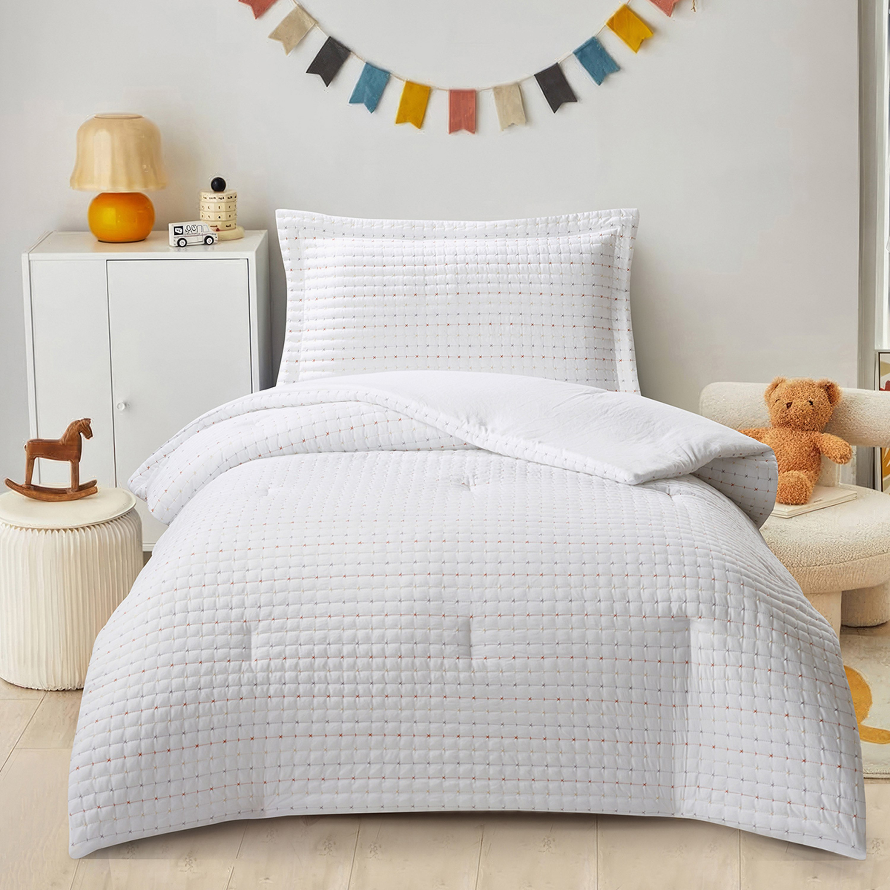 Joy 2-Piece Microfiber Cross Embroidery Single Comforter Set - 135x220 cm-hbxhomeware-hbxkidsandyouth-image-1