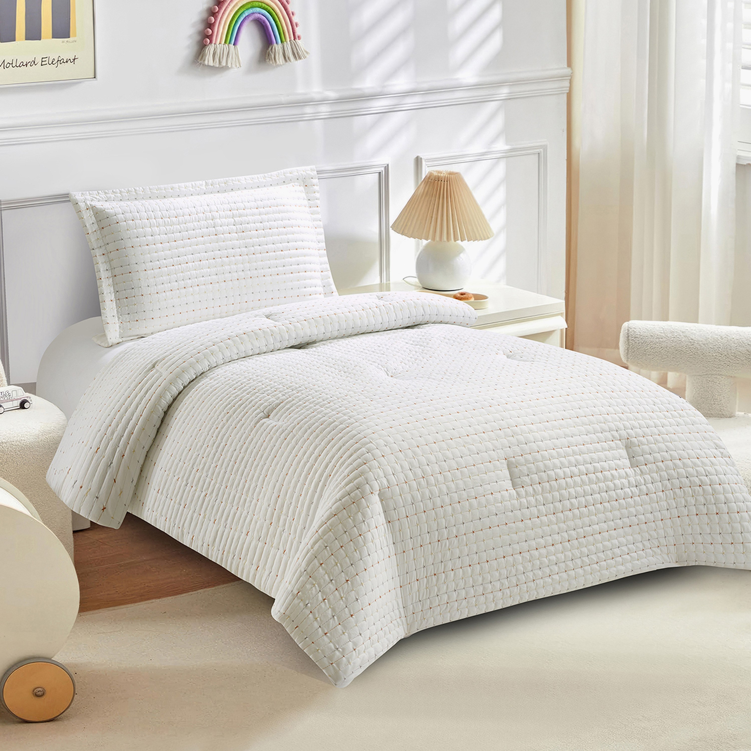 Joy 2-Piece Microfiber Cross Embroidery Single Comforter Set - 135x220 cm-hbxhomeware-hbxkidsandyouth-image-2