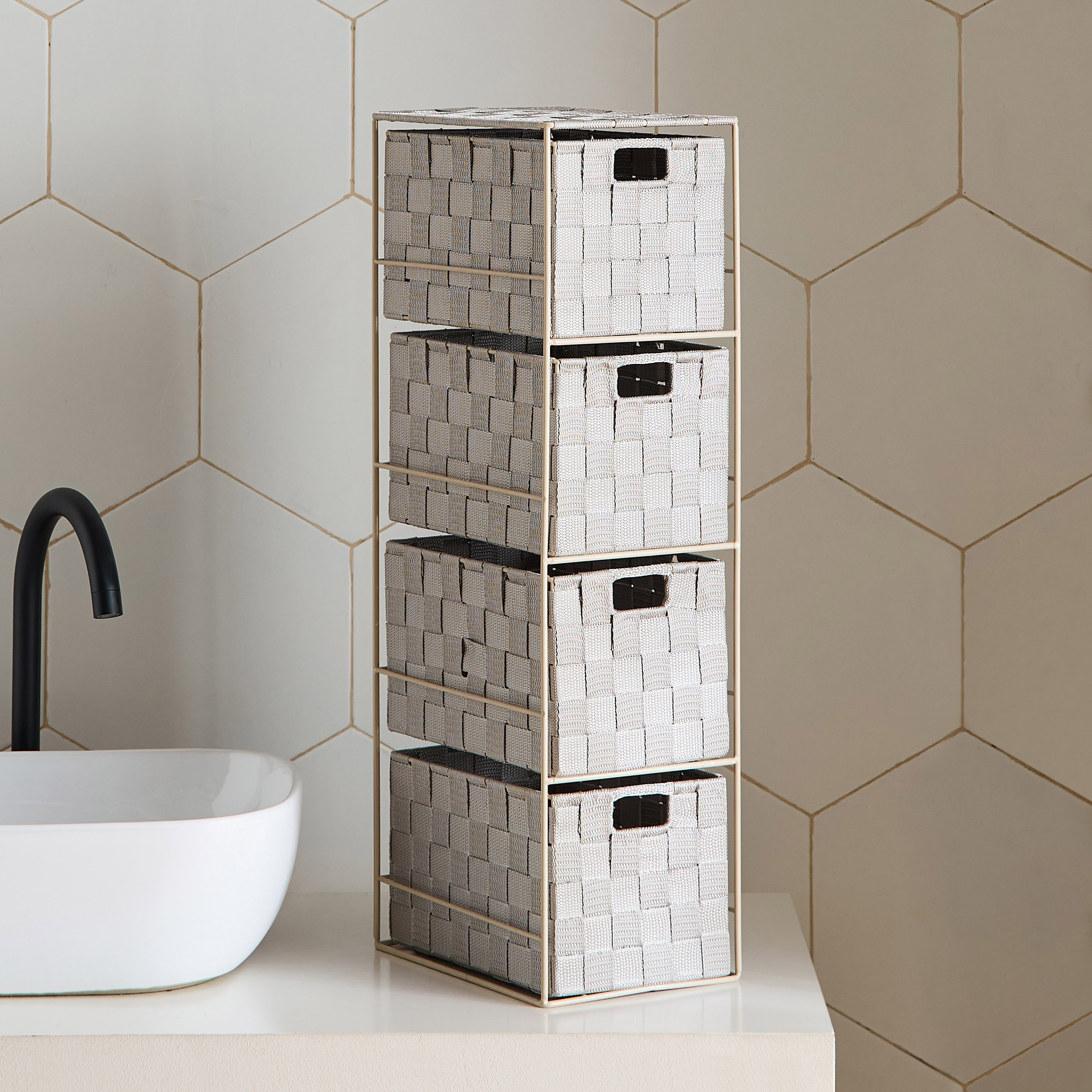 Strap 4-Tier Drawer Storage Cabinet - 25x18x65 cm-hbxbedroom-bedroomaccessories-bedroomstorage-image-1