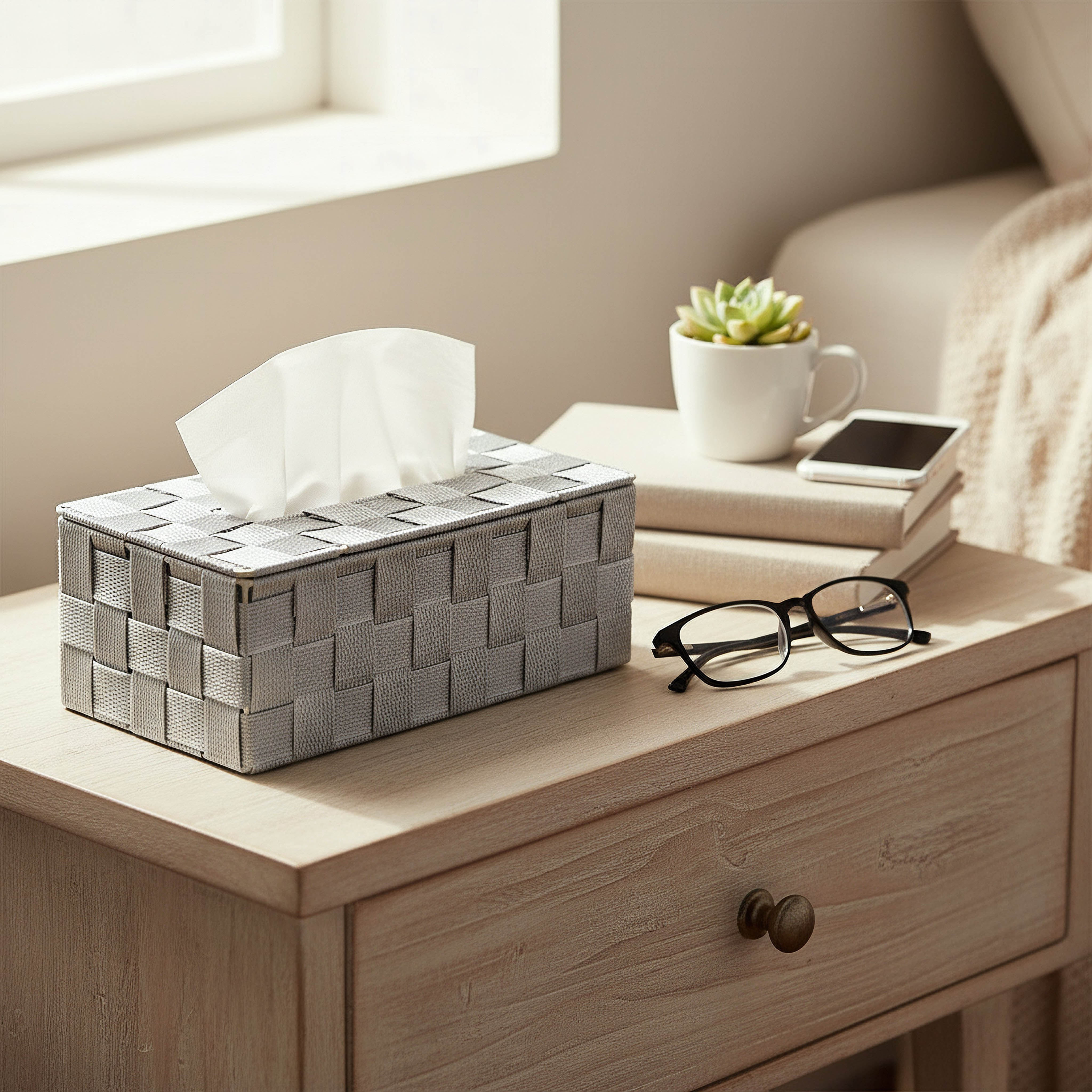صندوق مناديل من ستراب - 26x15x10 سم-hbxbedroom-bedroomaccessories-bedroomstorage-image-3