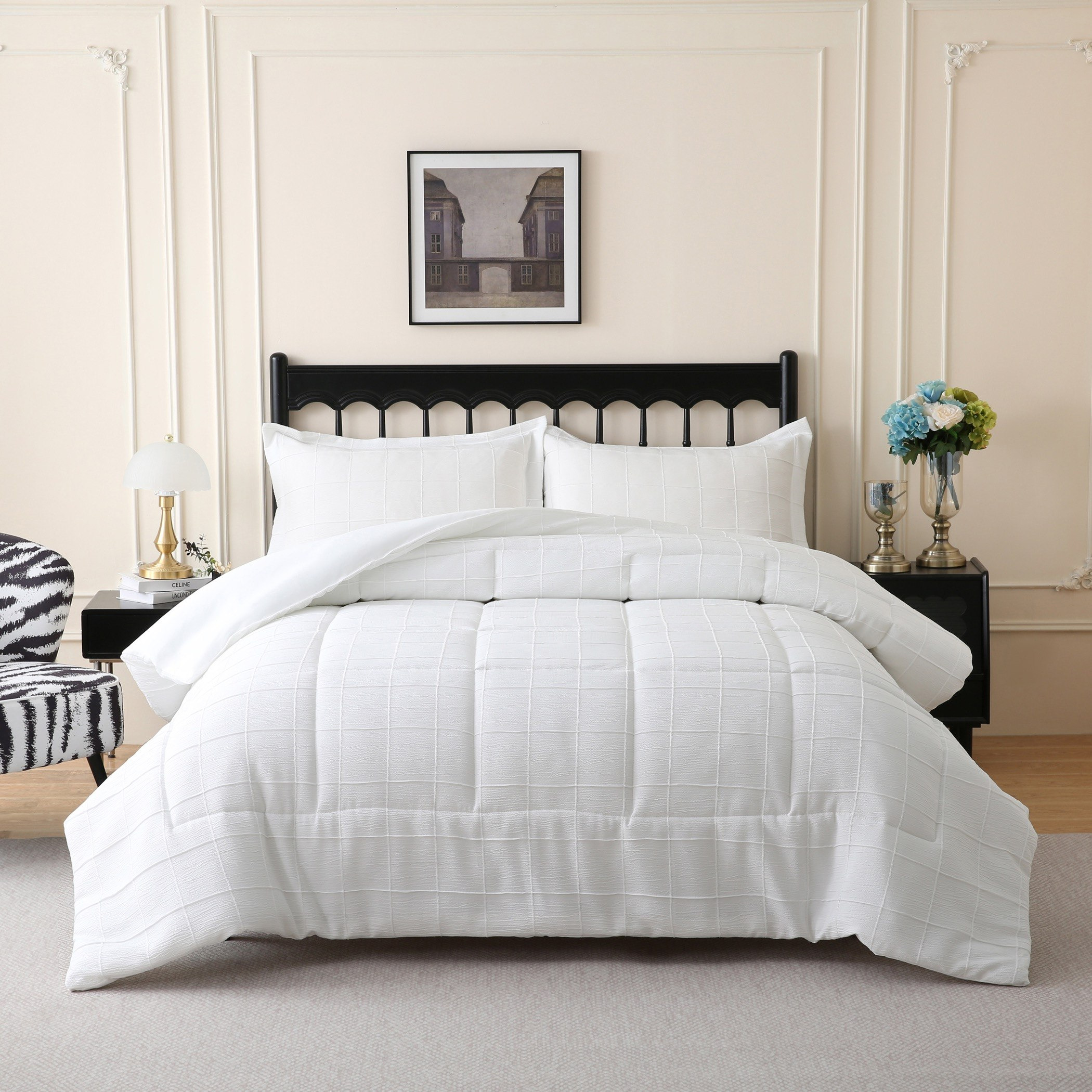 White Bliss Crep 3-Piece Twin Comforter Set - 160x220 cm-hbxhomeware-hbxbedroom-image-1