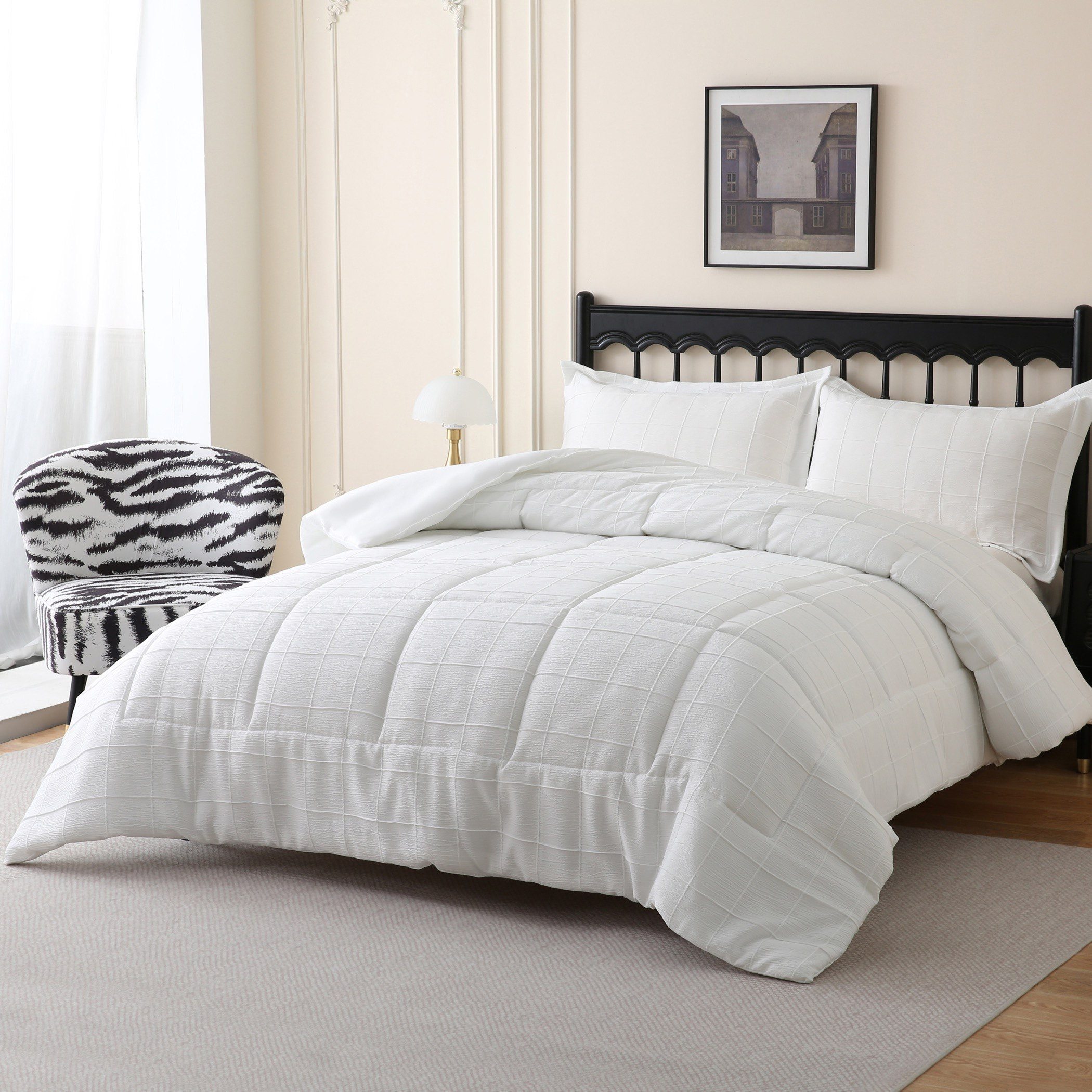 White Bliss Crep 3-Piece Twin Comforter Set - 160x220 cm-hbxhomeware-hbxbedroom-image-2