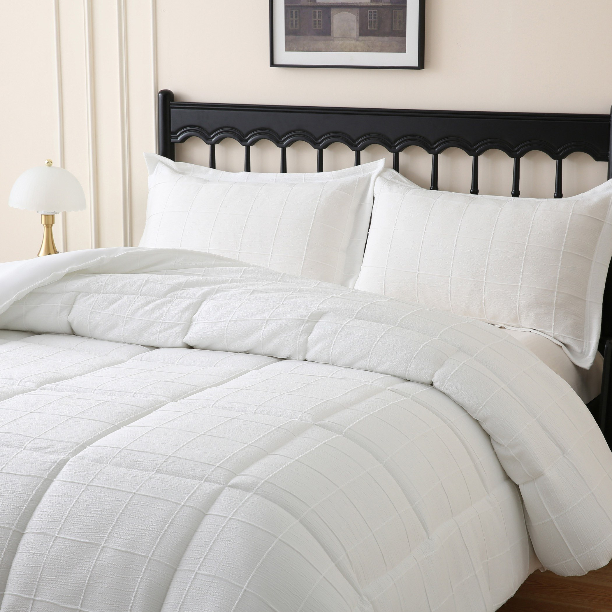 White Bliss Crep 3-Piece Twin Comforter Set - 160x220 cm-hbxhomeware-hbxbedroom-image-3
